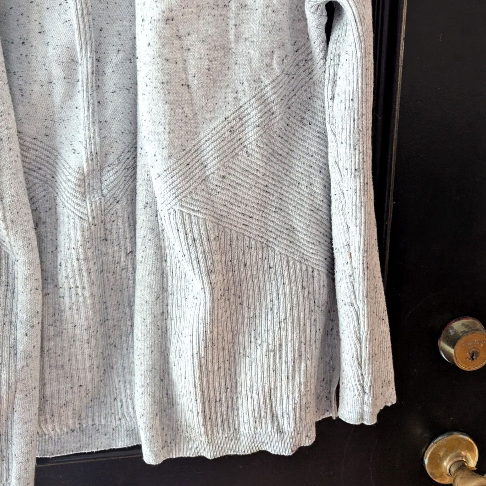 Vintage Verve Ami Speckled Knit Open Front Cardigan Sweater Light Gray Womens M Chevron Size M / US 6-8 / IT 42-44 - 4 Thumbnail