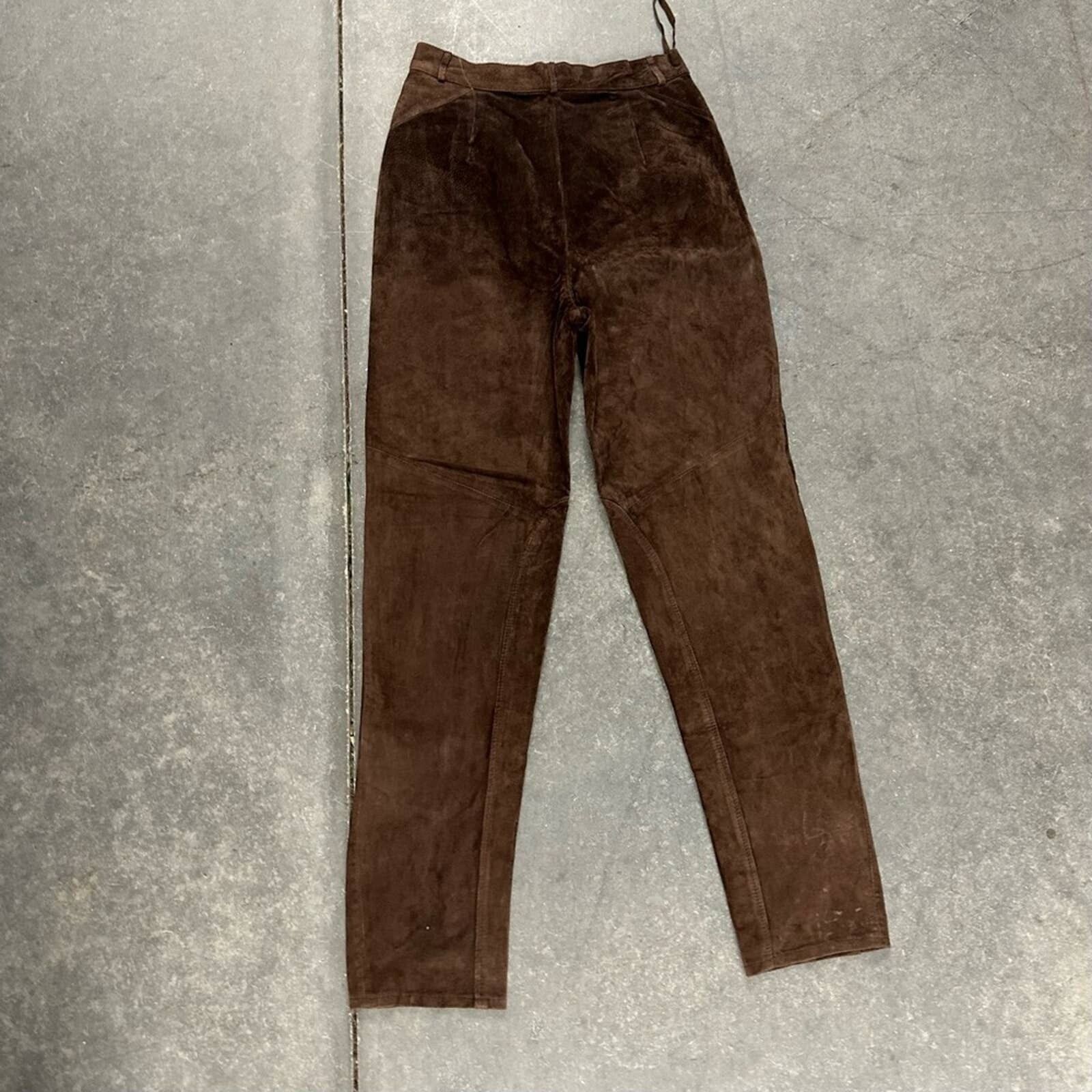 Vintage Vintage 80s 90s brown suede leather tapered pants 10 Size 32" / US 10 / IT 46 - 2 Preview