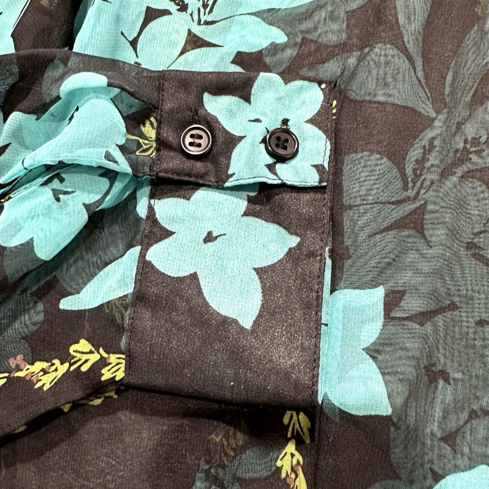 Croft & Barrow Croft and Barrow Shirt Womens Large Black Blue Floral Button Up Polyester EUC Size L / US 10 / IT 46 - 5 Thumbnail