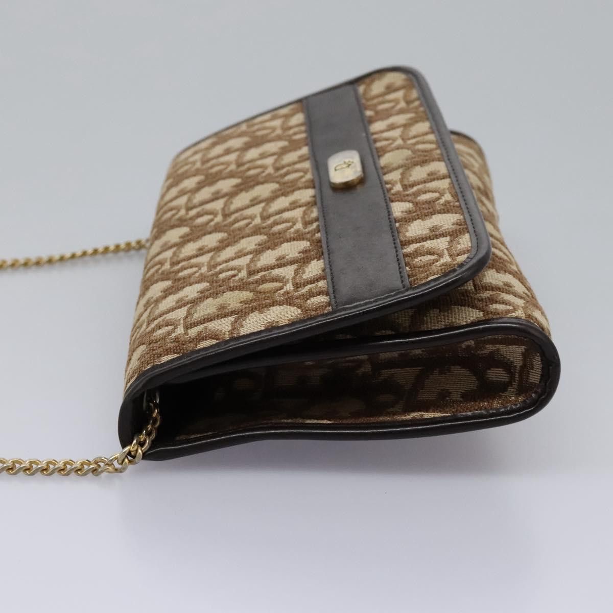 Dior DIOR Trotter Canvas Chain Shoulder Bag Brown Gold Size ONE SIZE - 4 Thumbnail