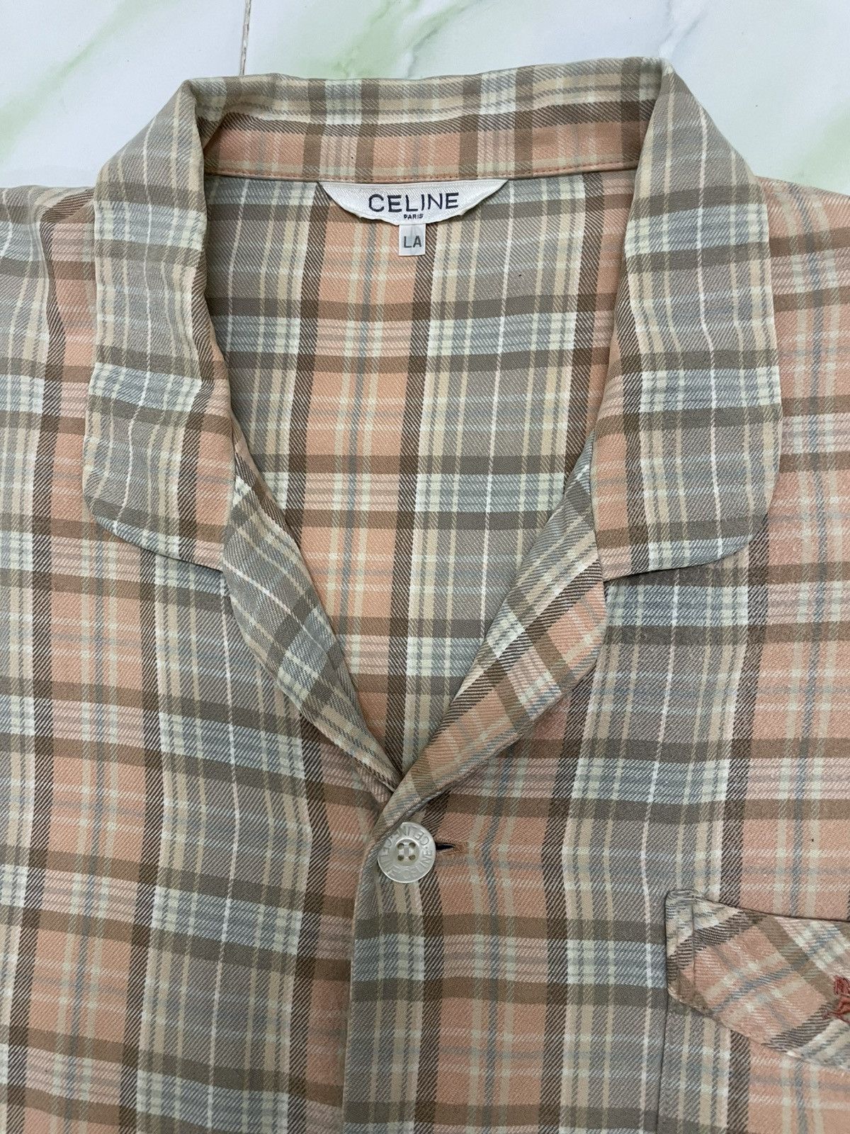 Celine Celine pajama Checked Button Up Shirt Size US L / EU 52-54 / 3 - 5 Thumbnail