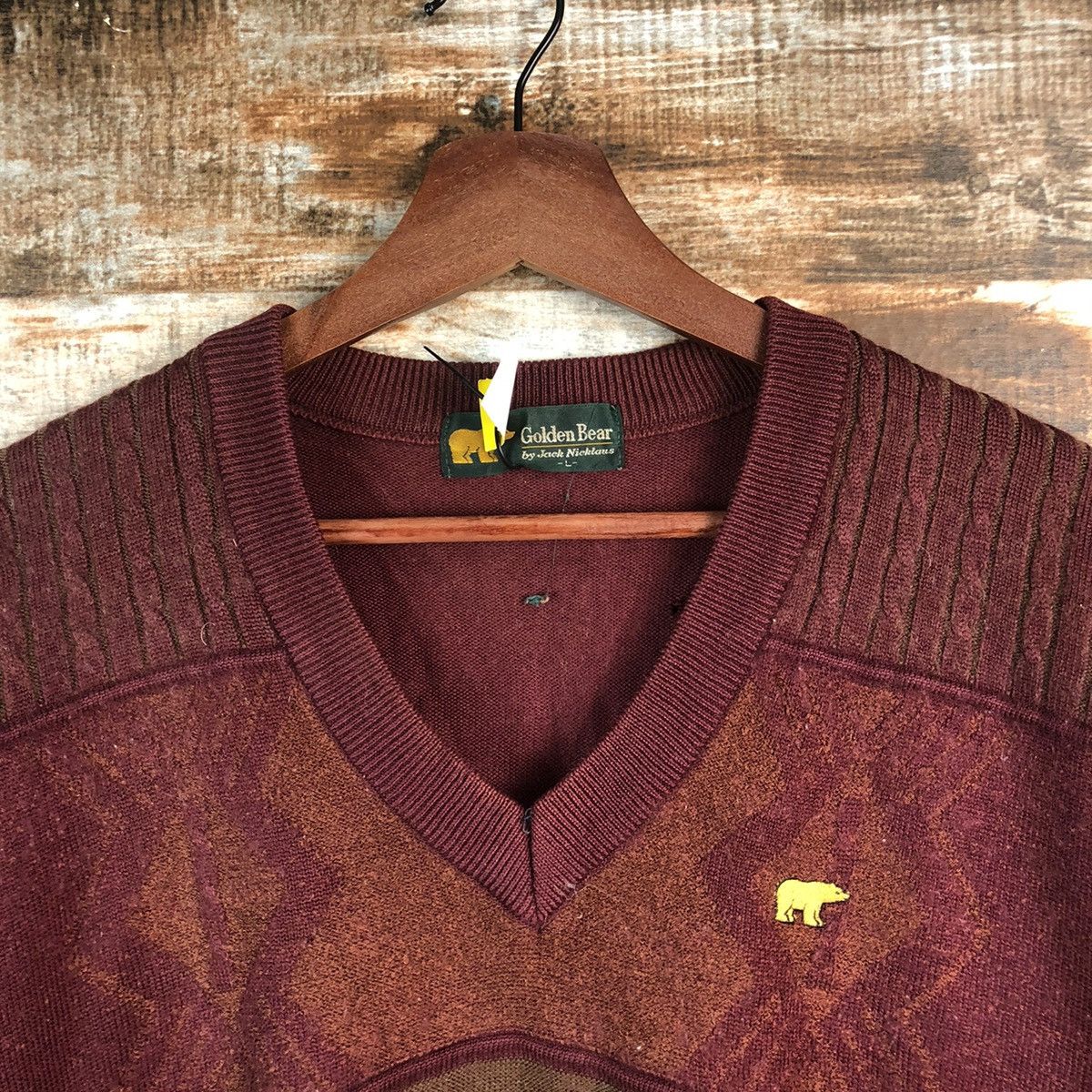 Homespun Knitwear × Japanese Brand DL Golden Bear Maroon Knitwear #C502 Size US L / EU 52-54 / 3 - 4 Thumbnail