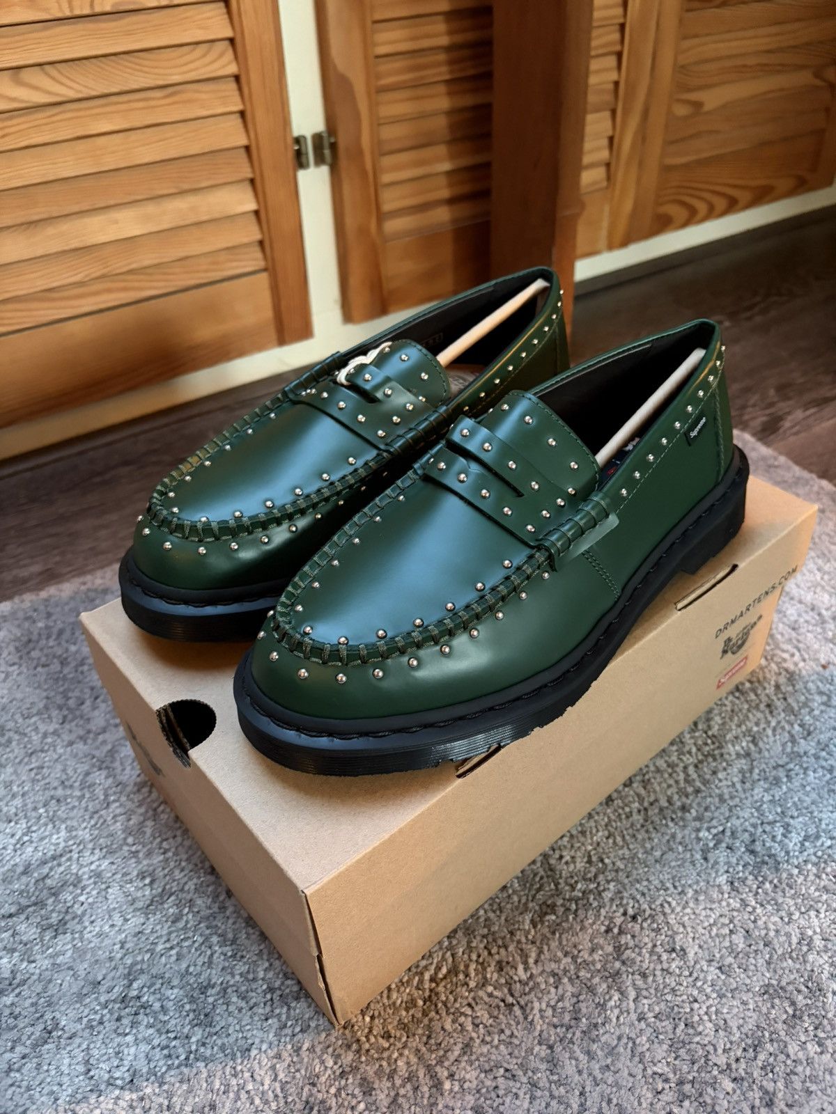 Dr. Martens × Supreme Supreme Dr. Martens Studded Penton Loafer Green Size US 8 / EU 41 - 1 Thumbnail