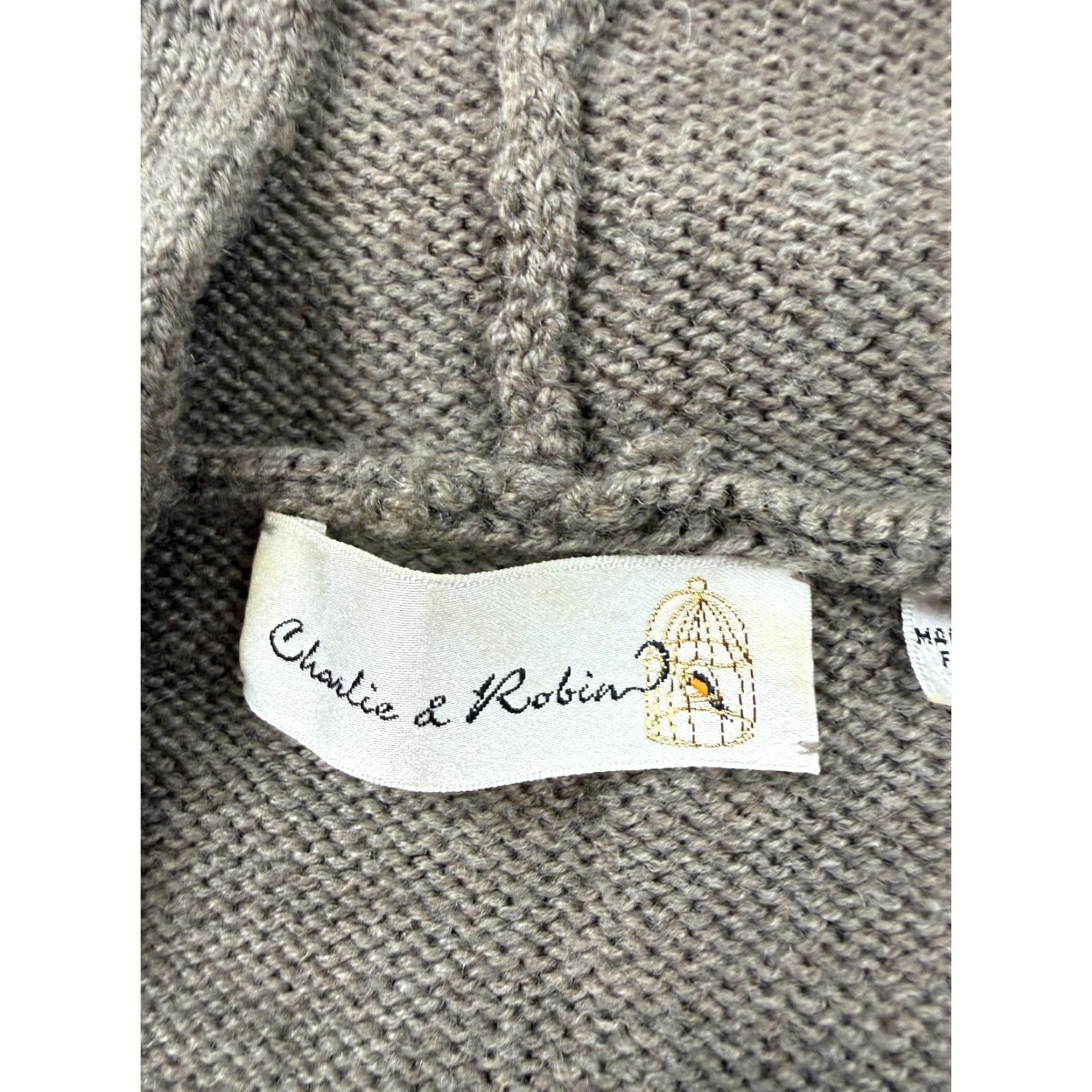 Vintage Charlie & Robin Cardigan Sweater Womens XS Gray 100% Wool Hooded Belted Ruffle Knit Open Front Winter Casual Mens Womens Girls Boys Size XS / US 0-2 / IT 36-38 - 3 Thumbnail