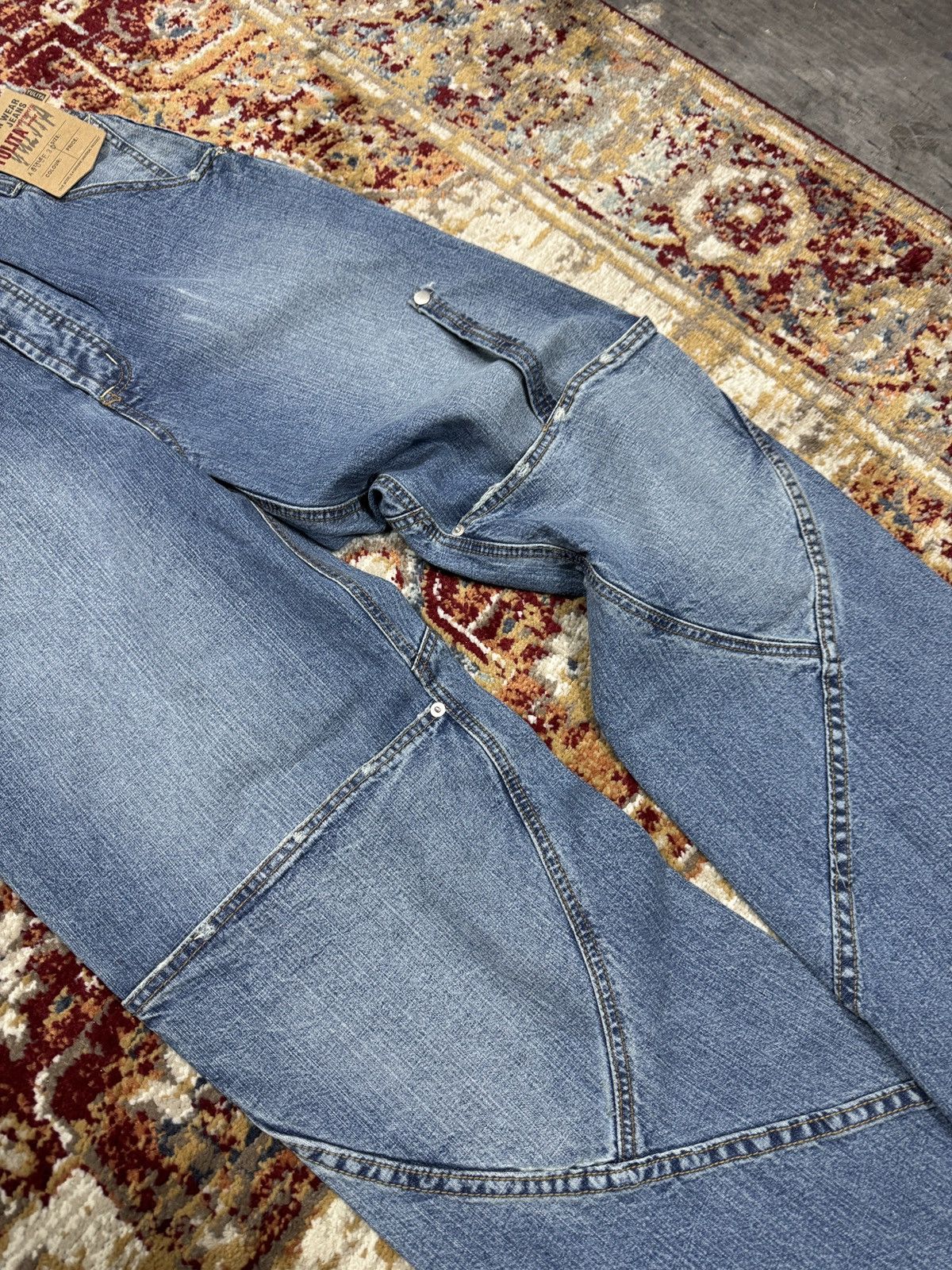 Japanese Brand ᶠᵃⁿᶜʸᵍᵘʸ BNWT Y2K Baggy Washed Denim Jeans Wide leg vintage Size US 31 - 3 Thumbnail