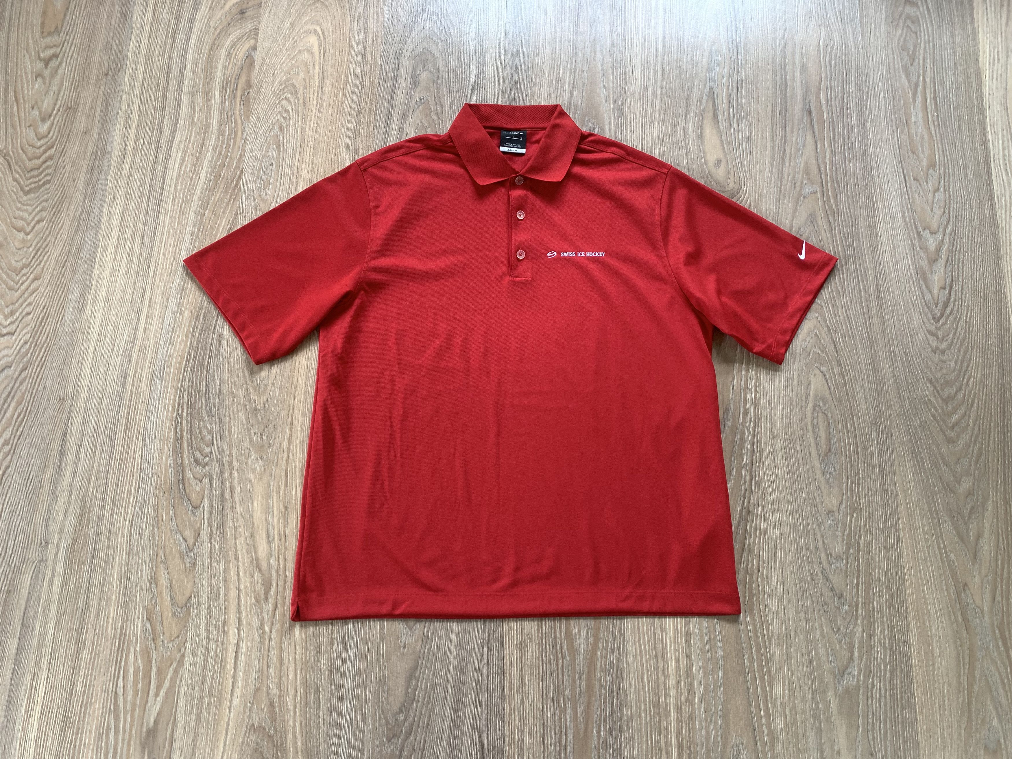 Nike Mens Nike Red Swiss Ice Hockey Polo Shirt Fit Dry Size US L / EU 52-54 / 3 - 1 Thumbnail