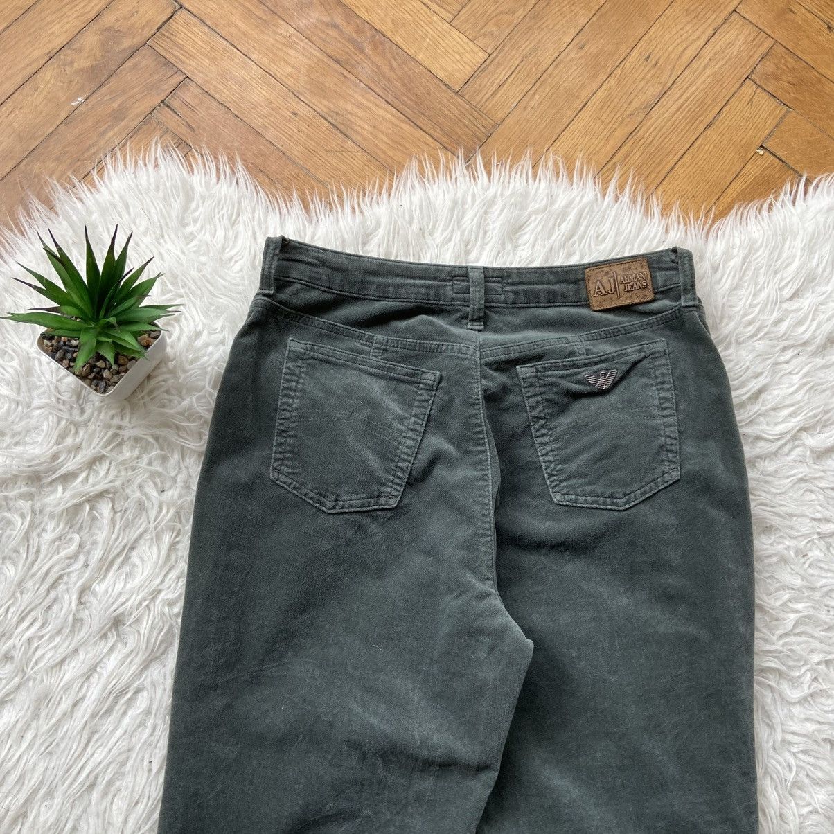 Armani 📌 Vintage Crazy Armani Jeans Velour Flared Pants Size US 32 / EU 48 - 4 Thumbnail