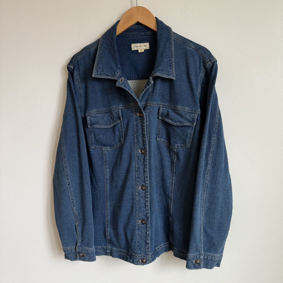 Vintage Coldwater Creek Denim Shirt Blue Stretch Button Up Pockets Size XXL / US 16-18 / IT 52-54 - 2 Thumbnail