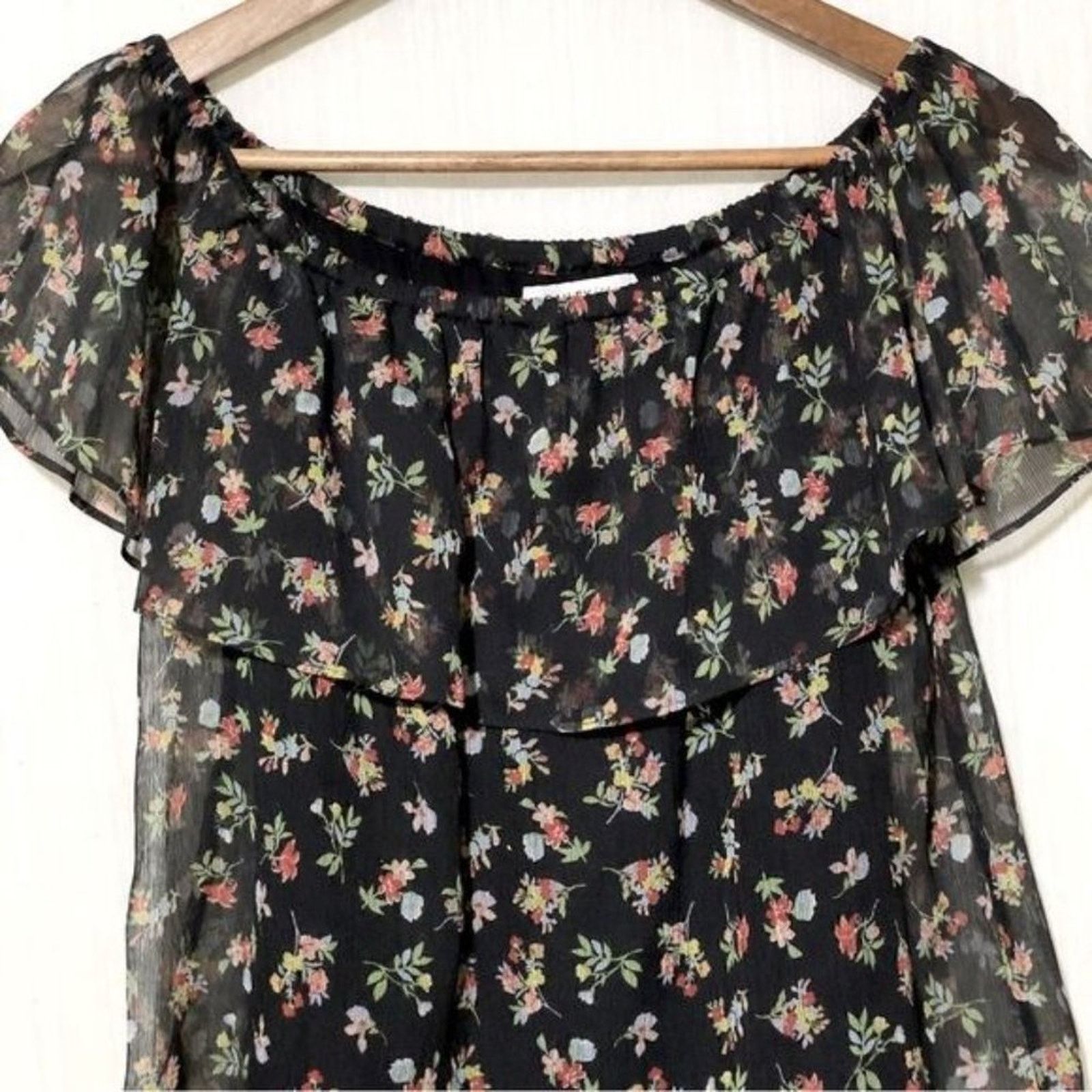Bailey 44 Bailey 44 Womens Off Shoulder Black Floral Blouse XS Size XS / US 0-2 / IT 36-38 - 2 Thumbnail