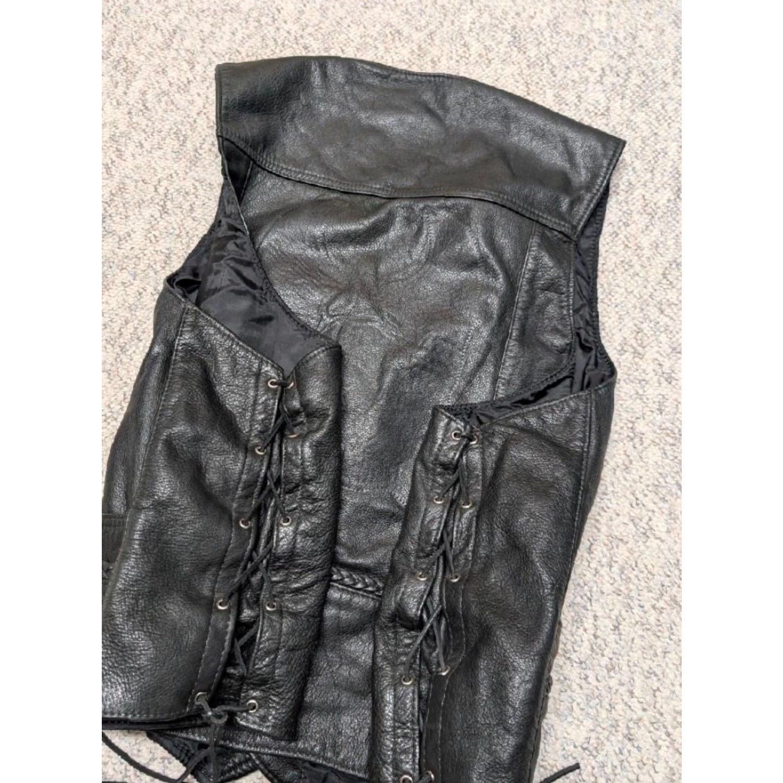 Vintage VINTAGE Buffalo Nickel Leather Vest 5XL USA Made Leather Vest - Walter Dyer - Mens Gear - Black Western Biker Cowboy Pattern Size US XXL / EU 58 / 5 - 6 Thumbnail