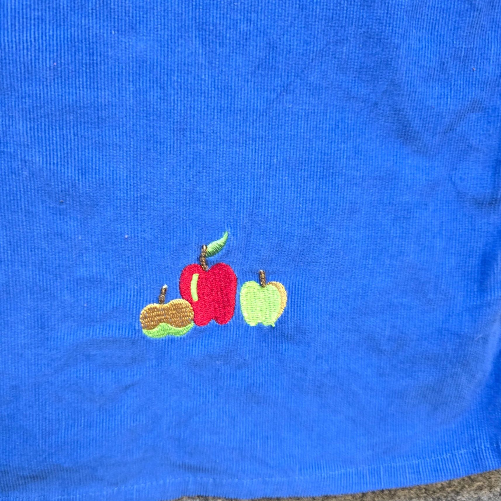 Quacker Factory Quacker Factory Blouse Women 1X Blue Embroidered Apples Corduroy Button Long Sleeve Size XL / US 12-14 / IT 48-50 - 5 Thumbnail