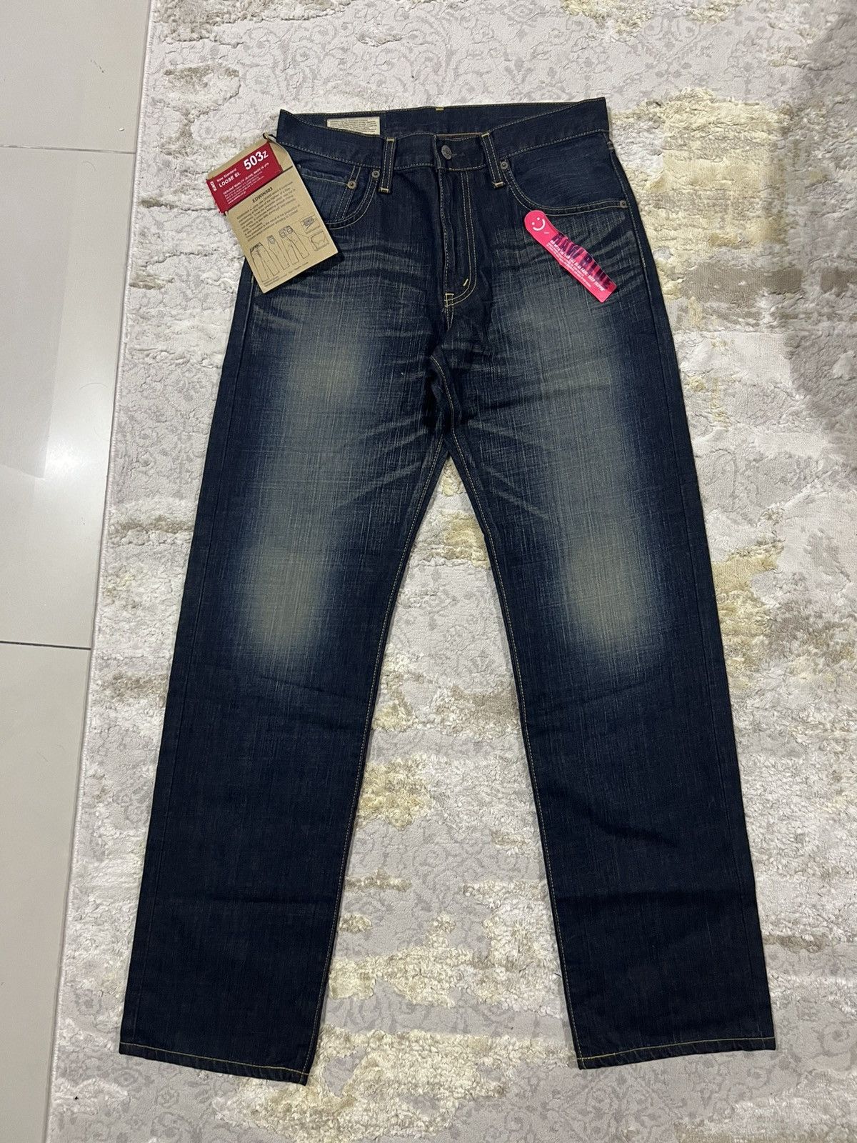 Edwin NWT EDWIN 503z Japan Made Loose Straight Wash Raw Blue Denim Size US 31 - 5 Thumbnail