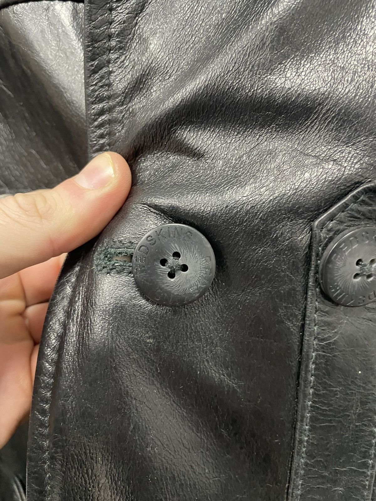 Leather × NFL Vintage Black Leather Coat I REDSKINS Japanese Brand Size US M / EU 48-50 / 2 - 7 Thumbnail