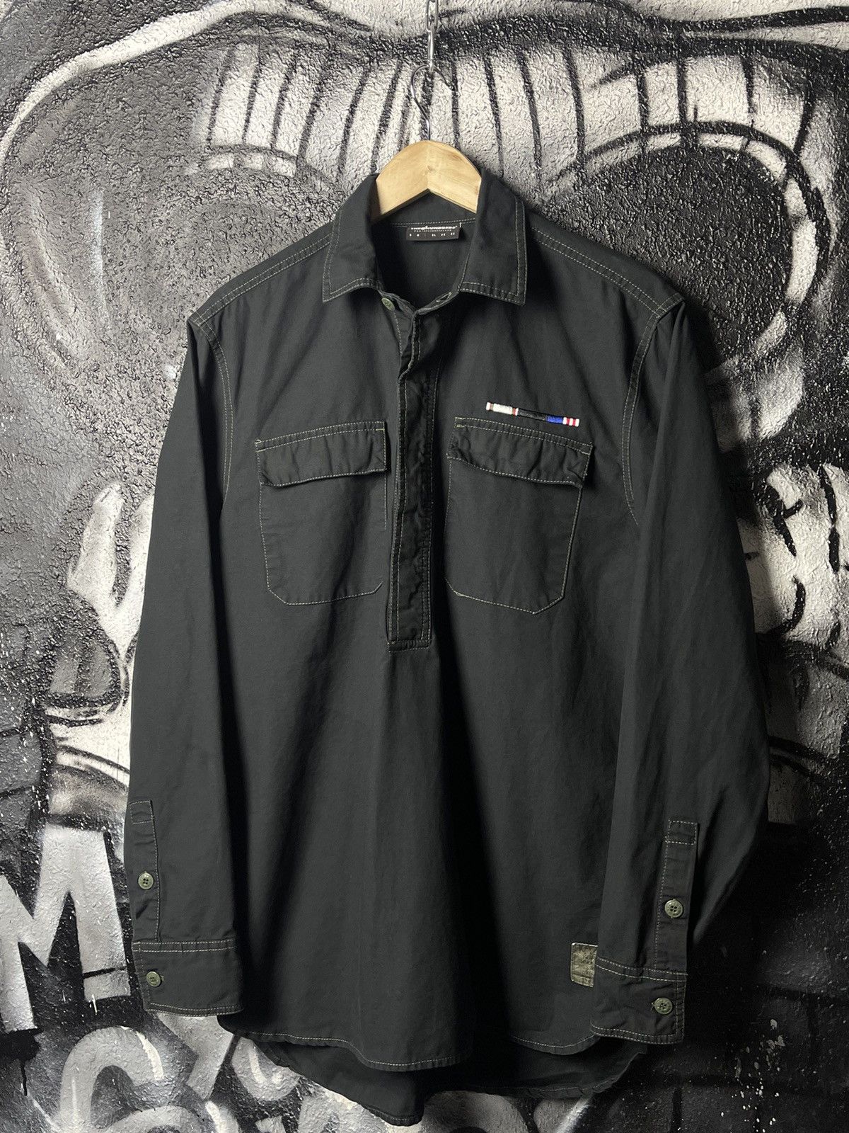 The Hundreds The Hundreds Y2K Black Cotton 1/2 Button Shirt Men’s Size L Size US M / EU 48-50 / 2 - 1 Thumbnail