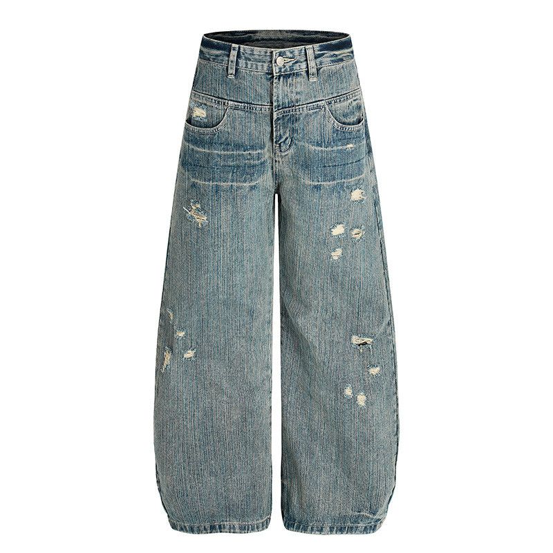Vintage American distressed straight ripped curved jeans for men Size US 32 / EU 48 - 1 Thumbnail