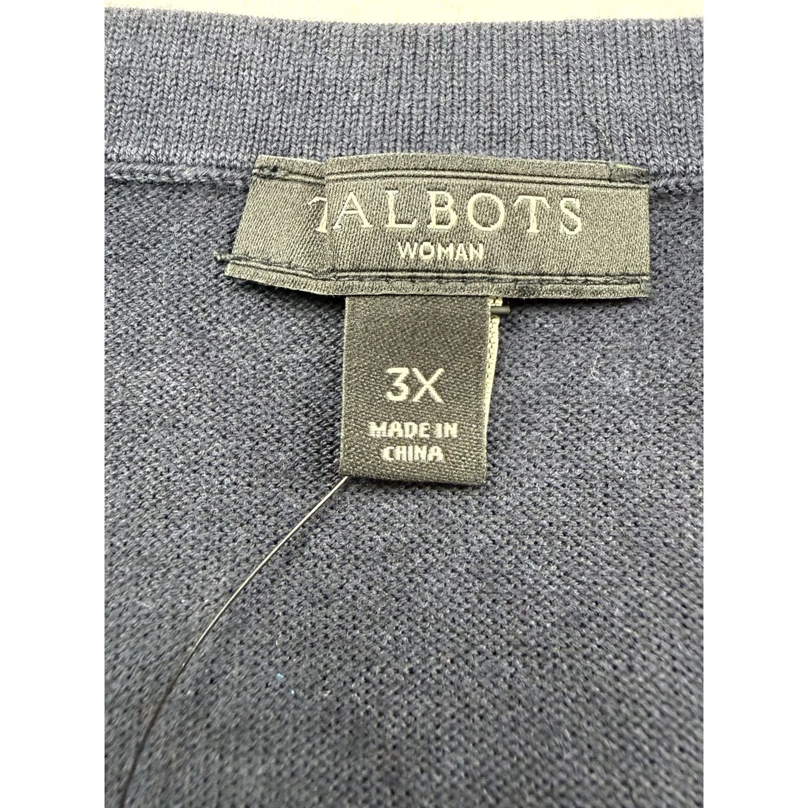 Talbots Talbots Cardigan Sweater Womens 3X Blue Polka Dot Button Front 3/4 Sleeve Knit Crew Neck Casual Spring Size XXL / US 16-18 / IT 52-54 - 3 Thumbnail