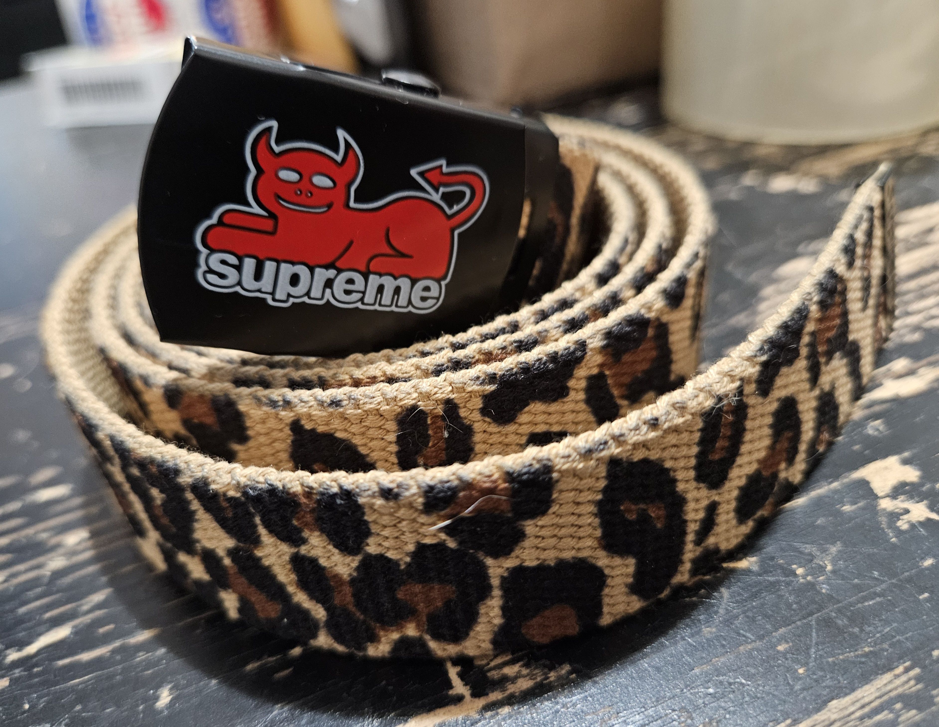 Supreme Toy Machine Webbing Belt Leopard Supreme × Toy Machine