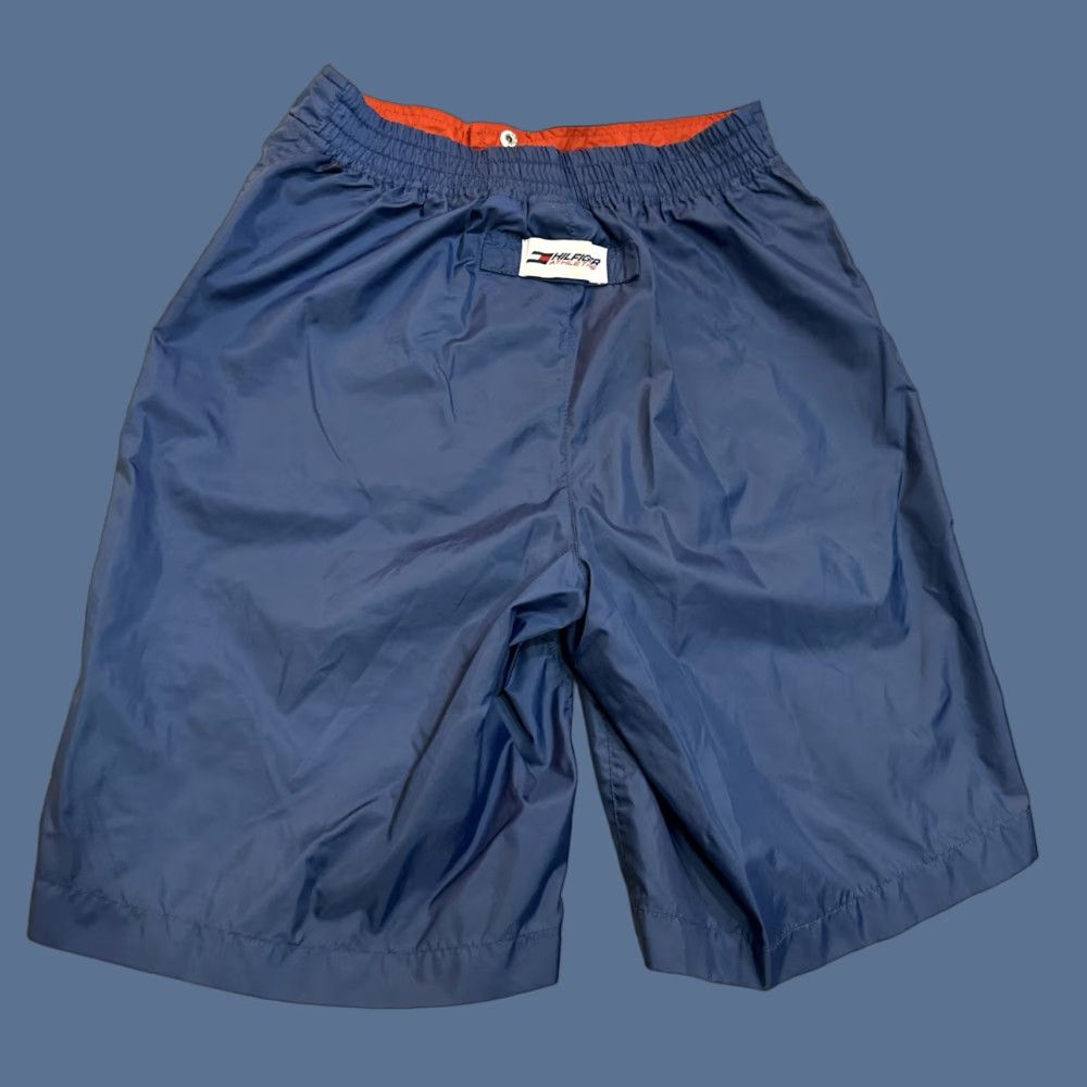 Tommy Hilfiger VINTAGE Tommy Hilfiger Shorts Athletic Unisex Adults M Blue Nylon 24x9 Elastic Waist Pockets Quick Dry 2 Back Pockets Swim 24” Inseam 9” TH-00 Size US 31 - 1 Thumbnail