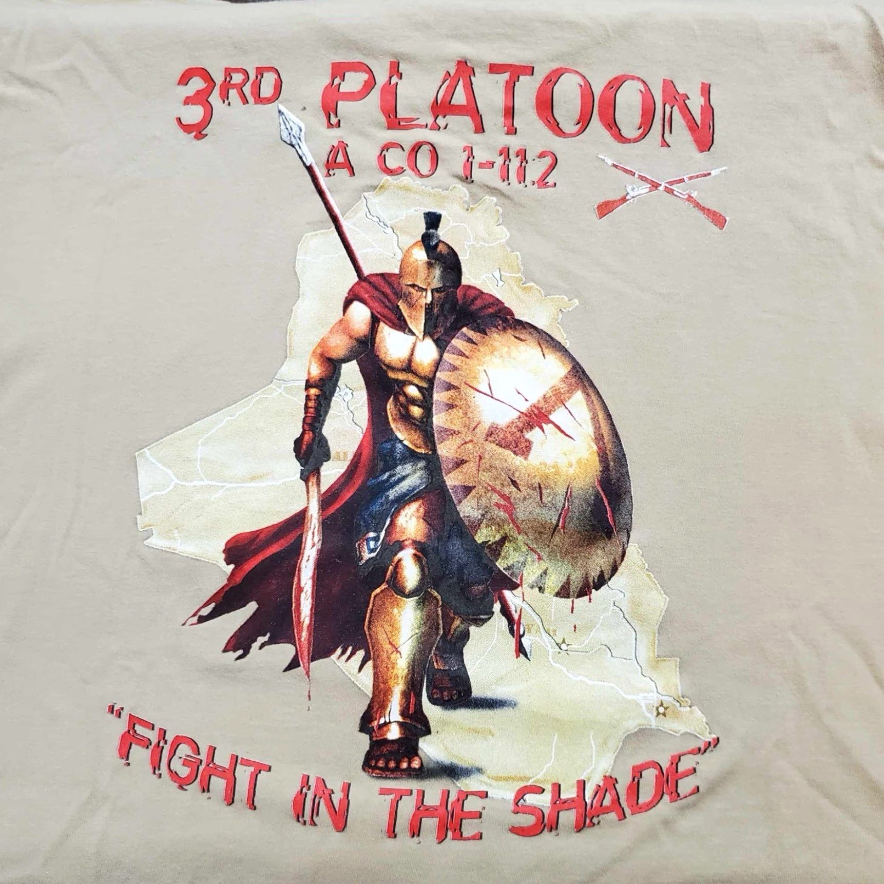 CO Us Military T Shirt 3rd Platoon A CO 1-112 “Fight In The Shade” OIF Mens XL Multicolor T-Shirt Military Organization History 2000s Mens Size US XL / EU 56 / 4 - 2 Thumbnail
