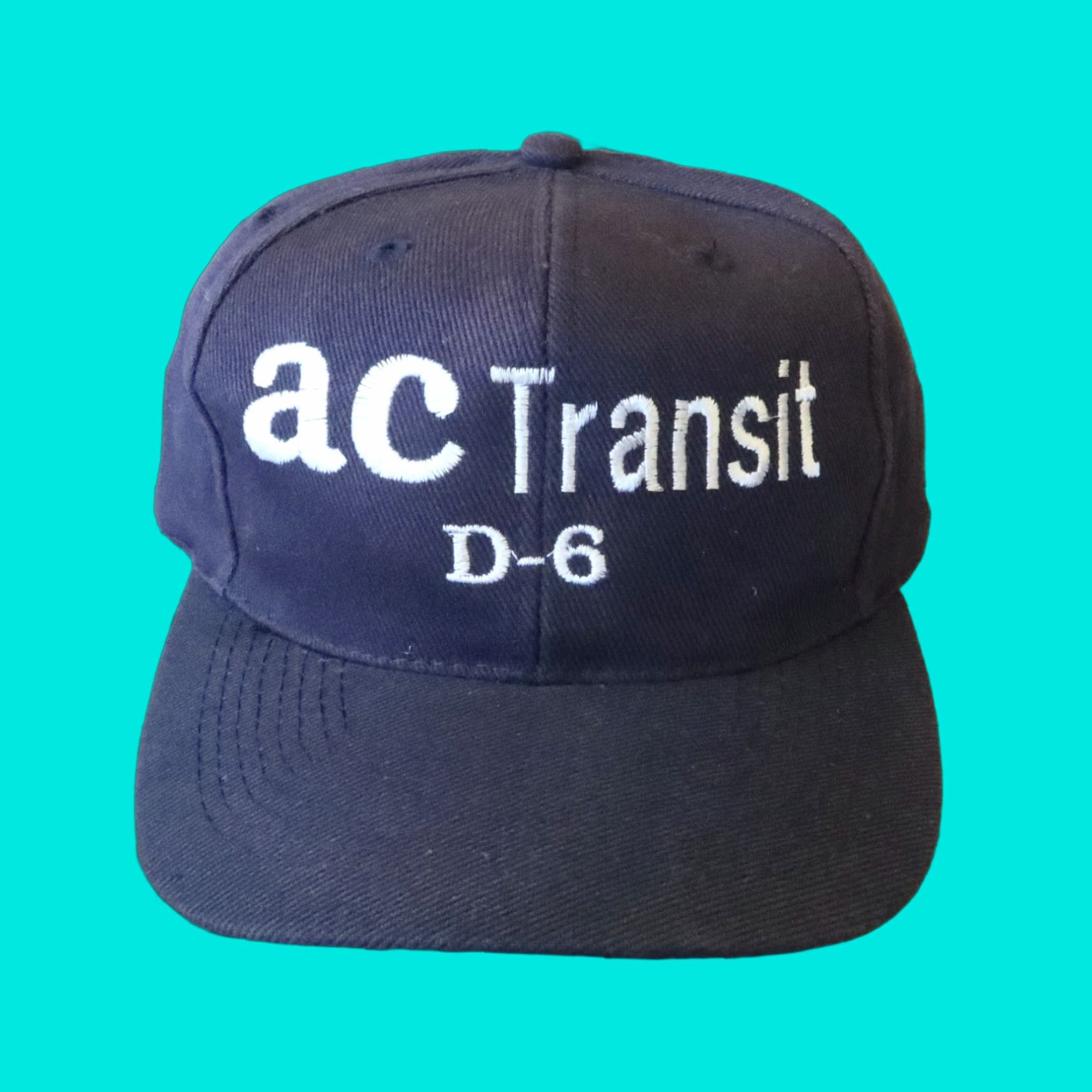 Vintage Vintage Bay Area AC Transit Bus Driver Snapback Hat Otto Cap Graffiti Blue Hat MENS One Size Size ONE SIZE - 1 Thumbnail