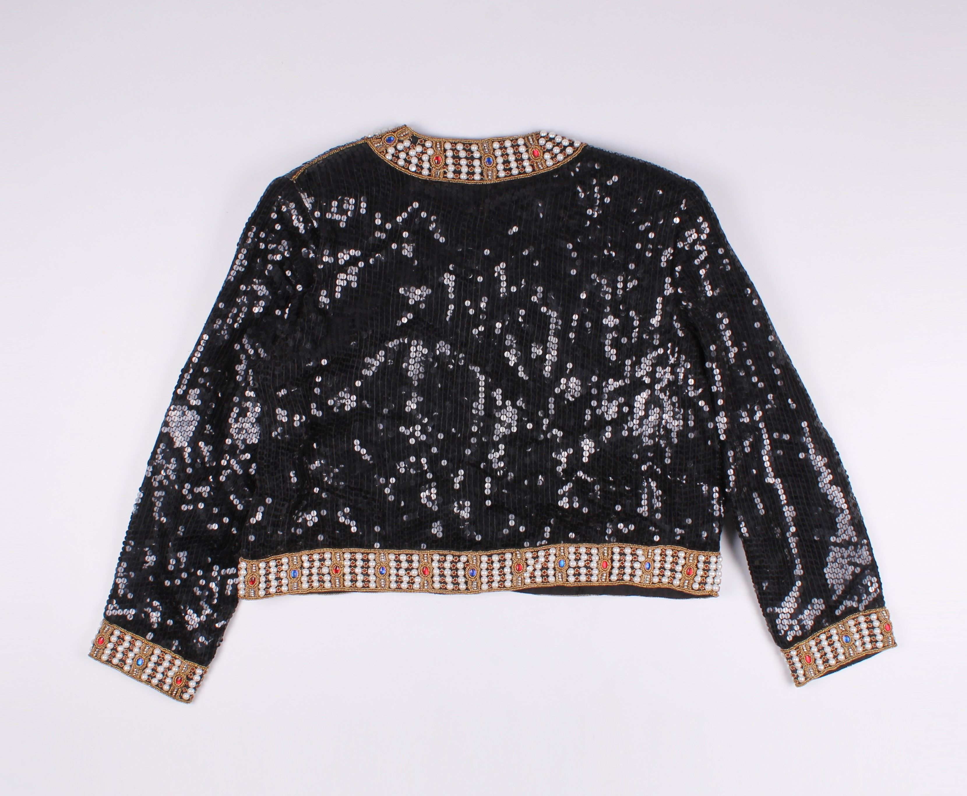 Other Nightline Vintage Stunning Sequins Beaded Silk Blazer Size L / US 10 / IT 46 - 7 Thumbnail