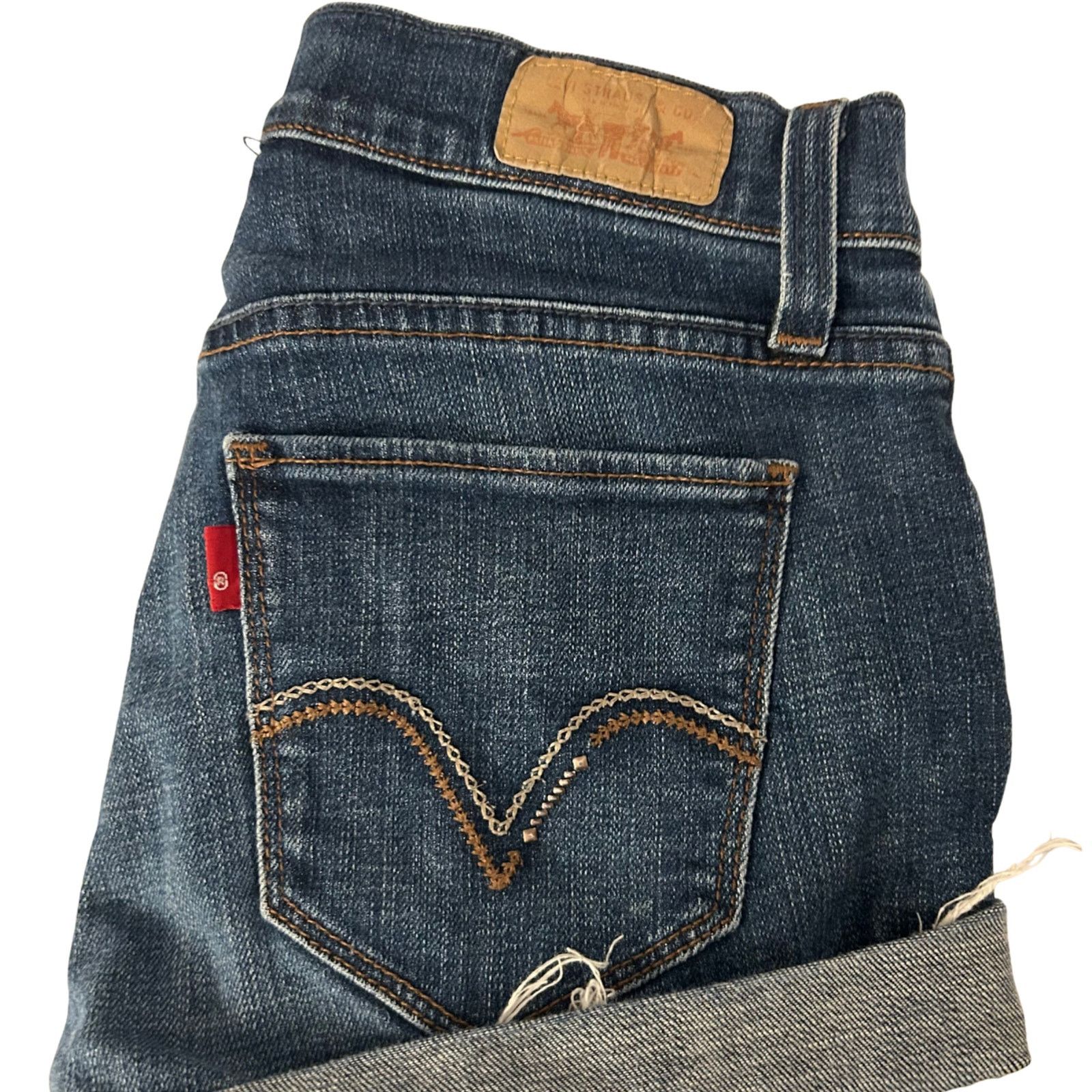 Levi's Levi's 529 Curvy Cut Off Denim Shorts Women's 4 Dark Wash Size 27" / US 4 / IT 40 - 4 Thumbnail