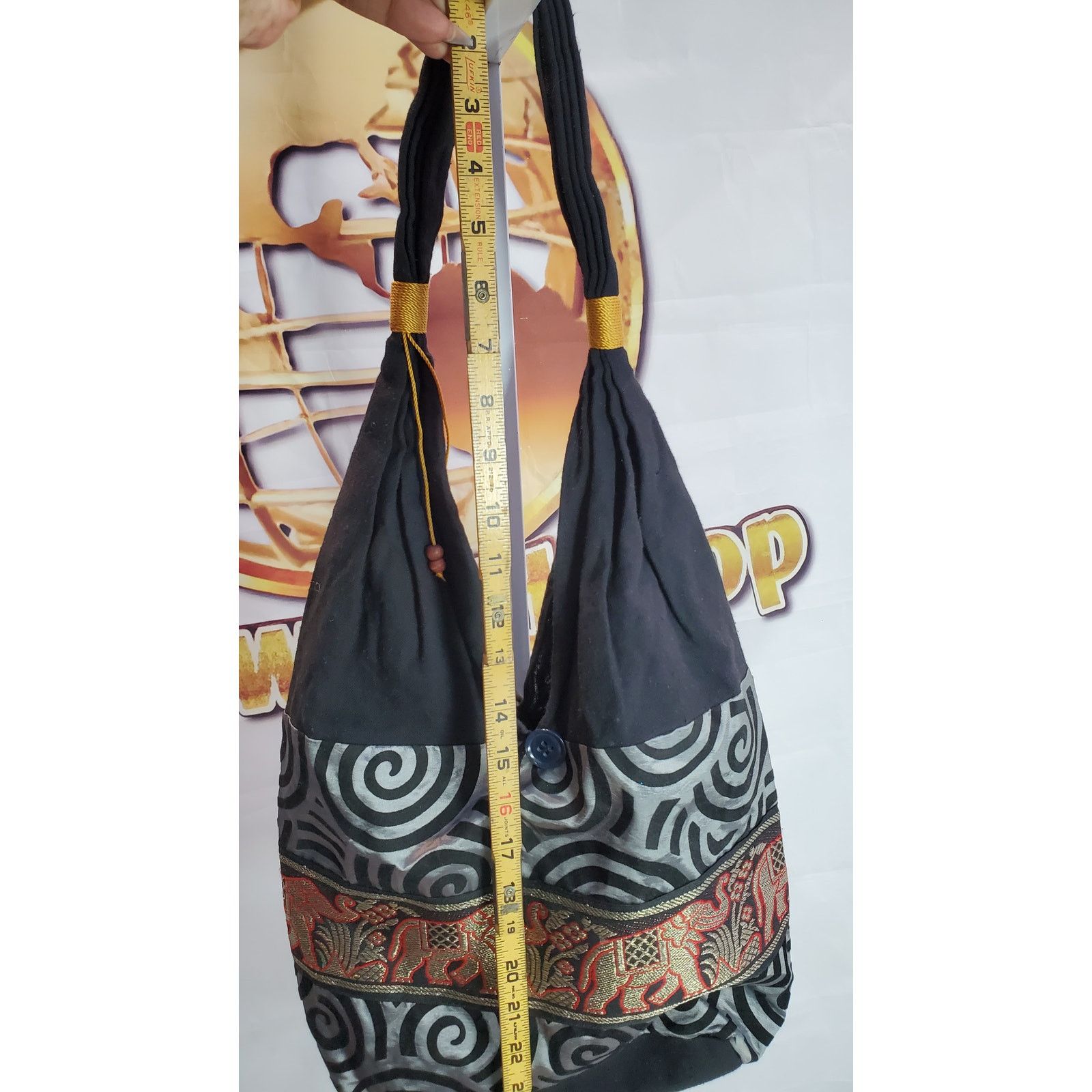 Handmade Handmade Black Gray Elephant Hobo Shoulder Bag One Size Size ONE SIZE - 6 Thumbnail