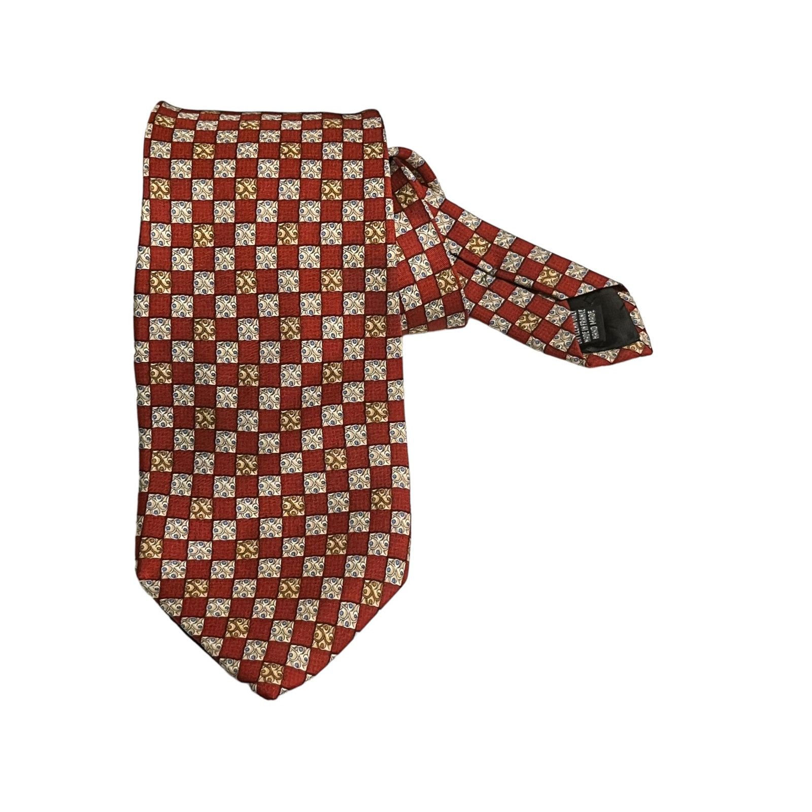 Lancel Lancel Paris Red Silk tie square designs Handmade France Size ONE SIZE - 1 Thumbnail