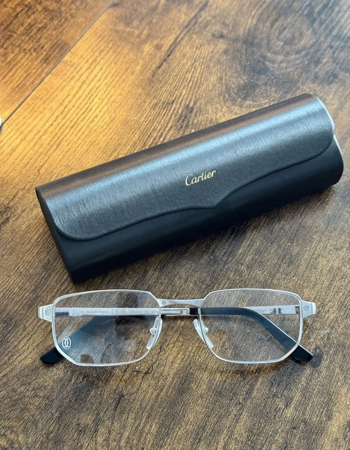 Cartier Cartier Santos Rectangle Eyeglasses Silver CT04810 XL Size ONE SIZE - 13 Thumbnail
