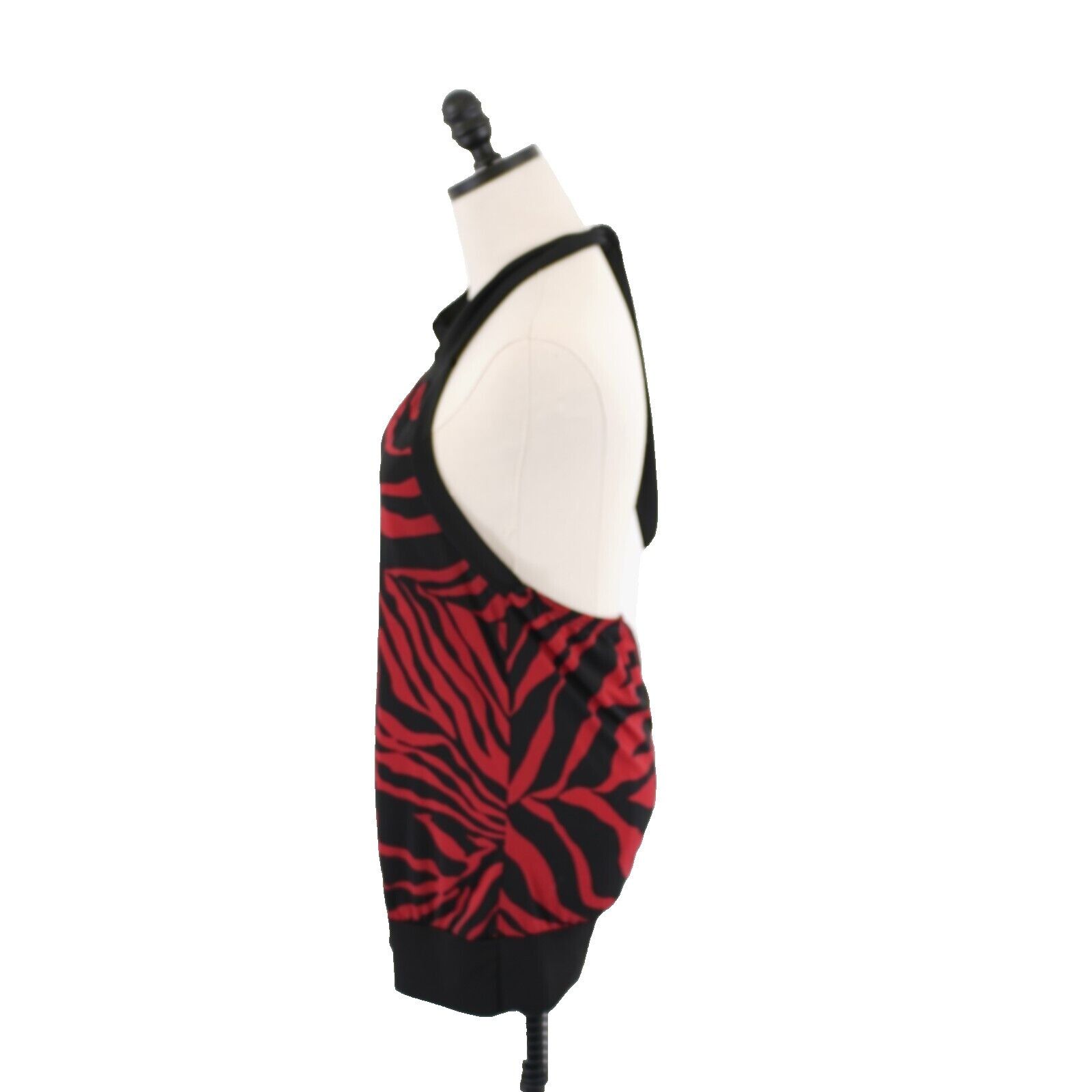 Designer Fleurish Large Red Black Zebra Stripe Halter Top / Mini Dres Size L / US 10 / IT 46 - 4 Thumbnail