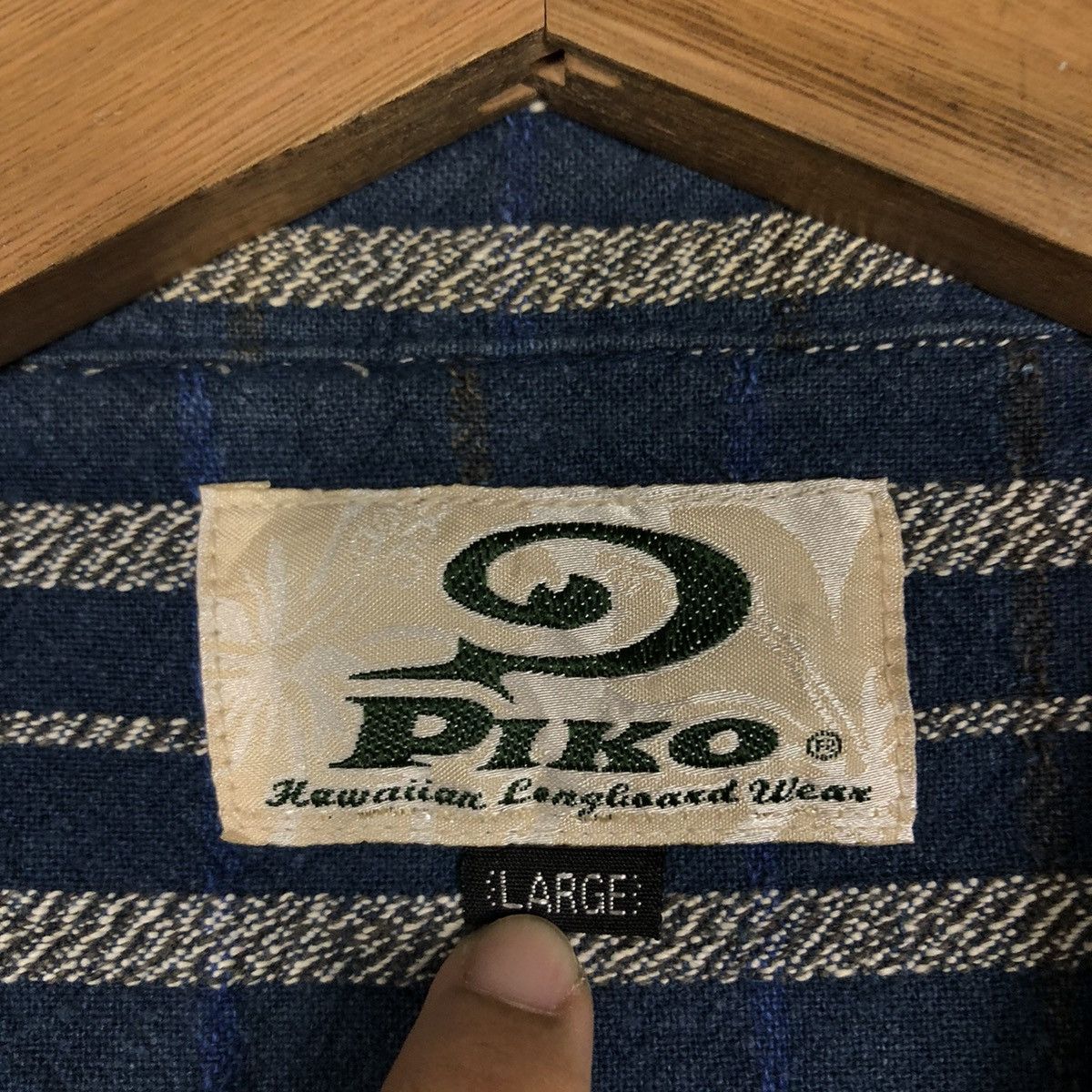 Indigo 📌Vintage Indigo Button Jacket Piko Striped Hickory Design Size US L / EU 52-54 / 3 - 19 Thumbnail