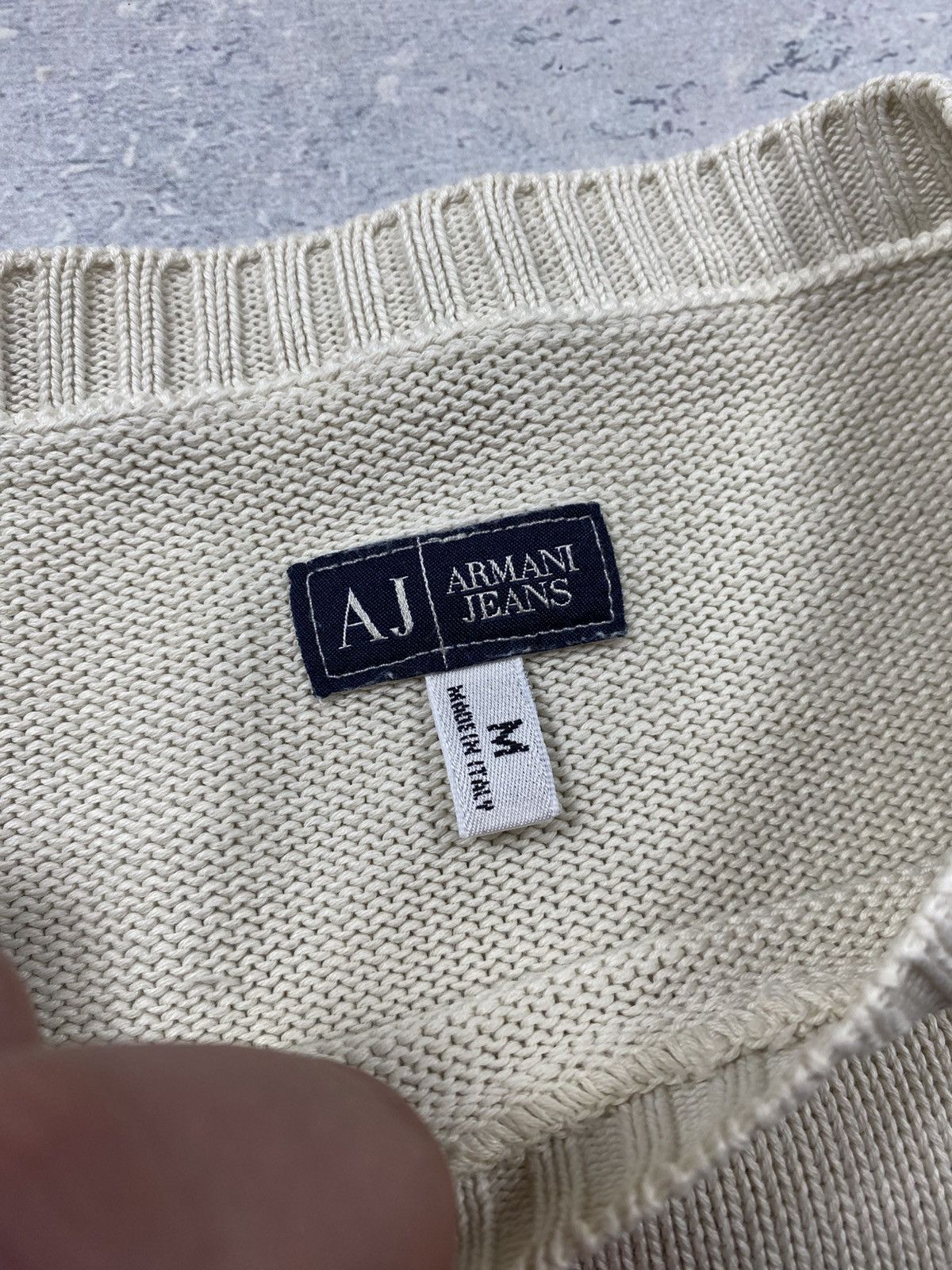 Armani Armani Jeans Mens White Sweater With Mini Logo Made in Italy Size US M / EU 48-50 / 2 - 9 Thumbnail
