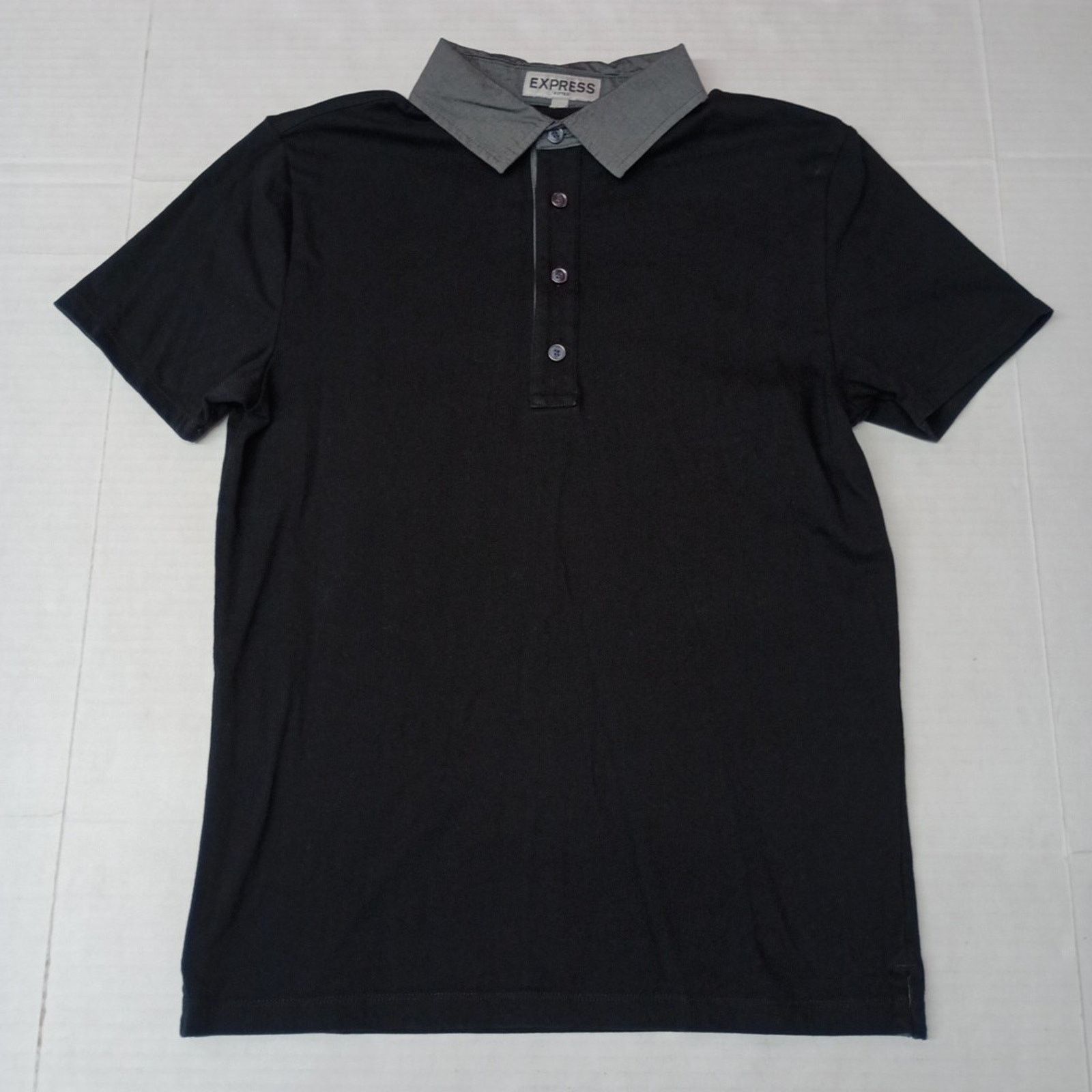 Express Express Fitted Polo Shirt Men's S Black Collar Cotton Blend Size US S / EU 44-46 / 1 - 1 Thumbnail