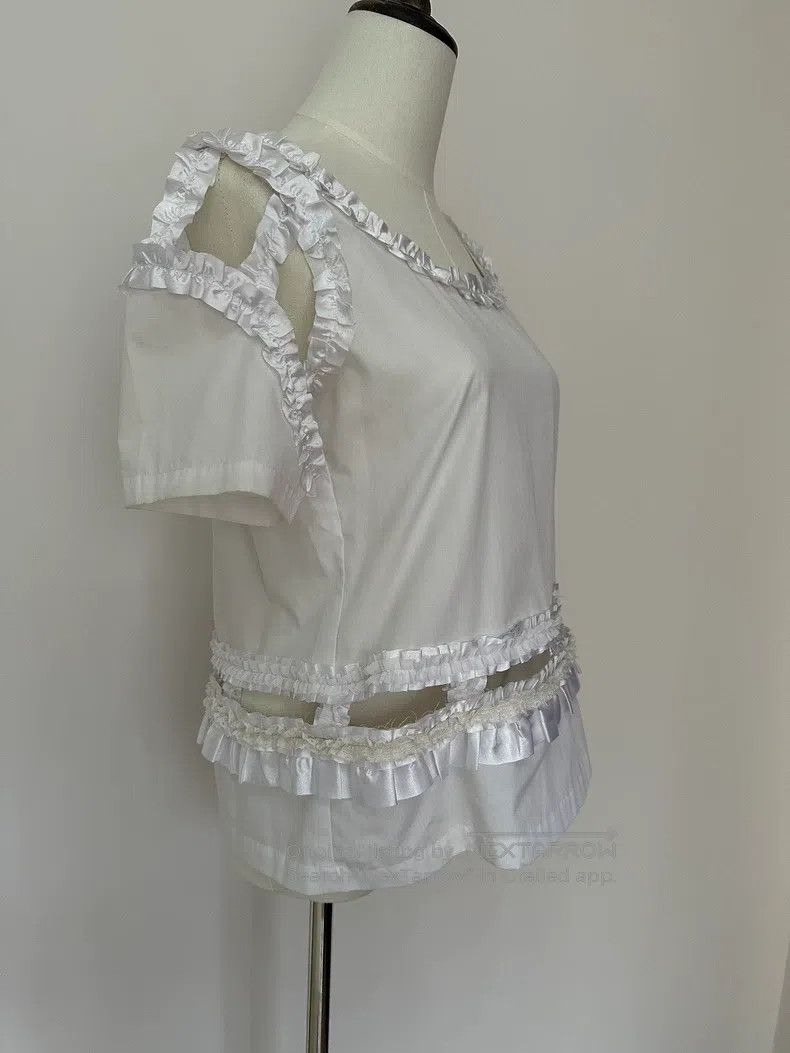 Comme des Garcons Comme Des Garcons White Cotton Lace Frill Off-shoulder Sho Size XS / US 0-2 / IT 36-38 - 2 Thumbnail