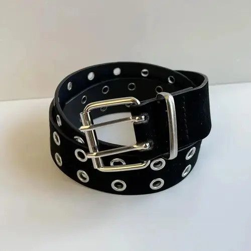 Other y2k 2000s round studded black silver velour grunge emo belt Size ONE SIZE - 2 Thumbnail