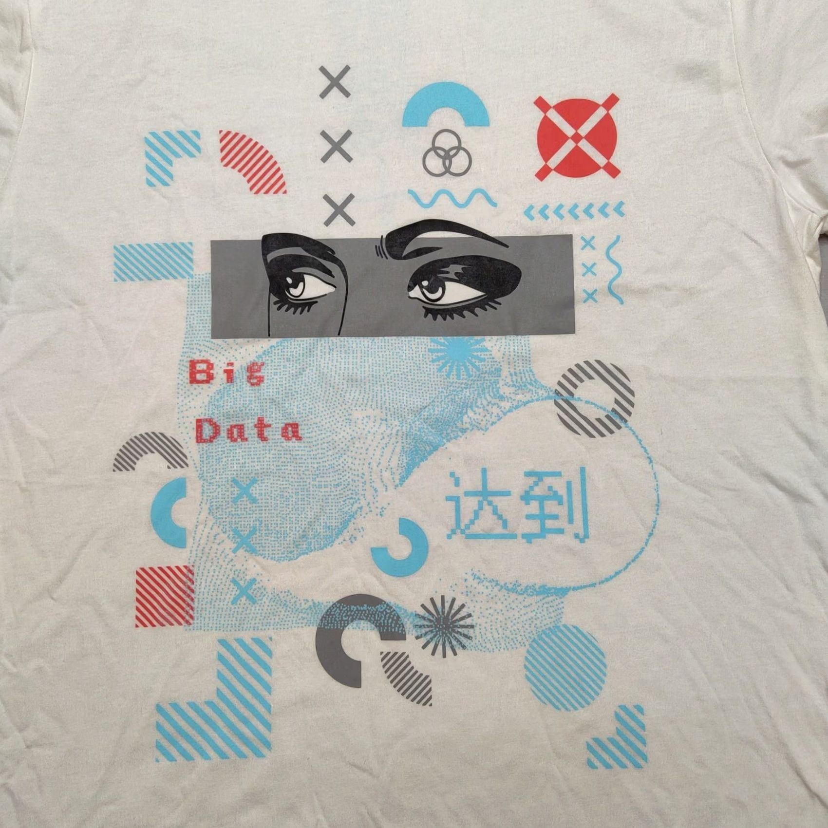 Vintage Original Gravity Men's Medium White Big Data Kanji Double-Sided Short Sleeve T-Shirt Size US M / EU 48-50 / 2 - 4 Thumbnail