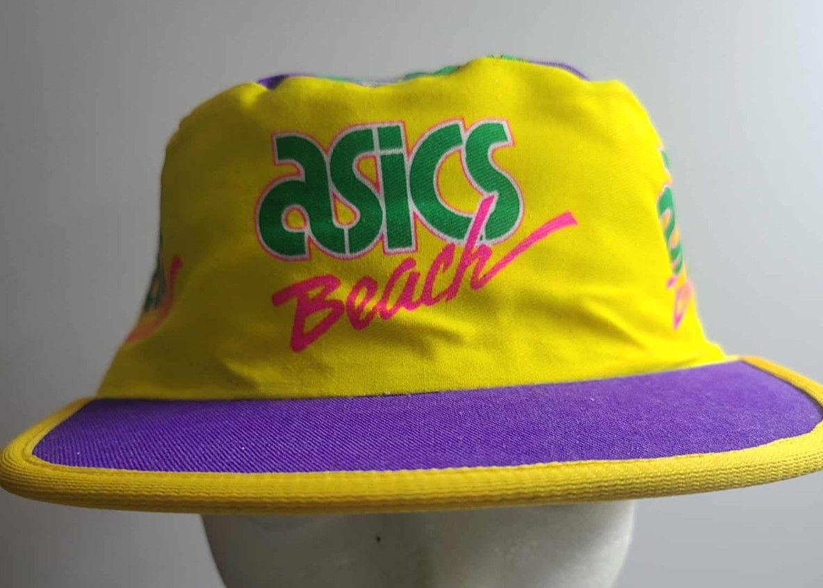 Asics VINTAGE USA ASICS YELLOW REVERSABLE RUNNING CAP,neon,80s,90s Size ONE SIZE - 1 Thumbnail