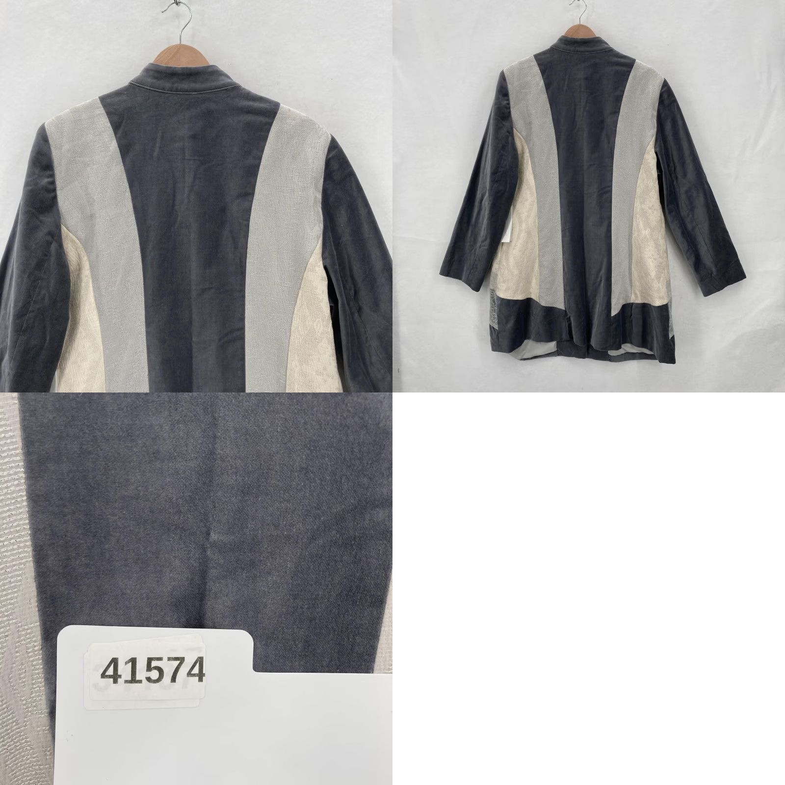 Vintage Chico's Duster Jacket Womens Gray Longline Velvet Lace Buttoned Overcoat 2 Adult L Casual Workwear Travel Size L / US 10 / IT 46 - 9 Thumbnail