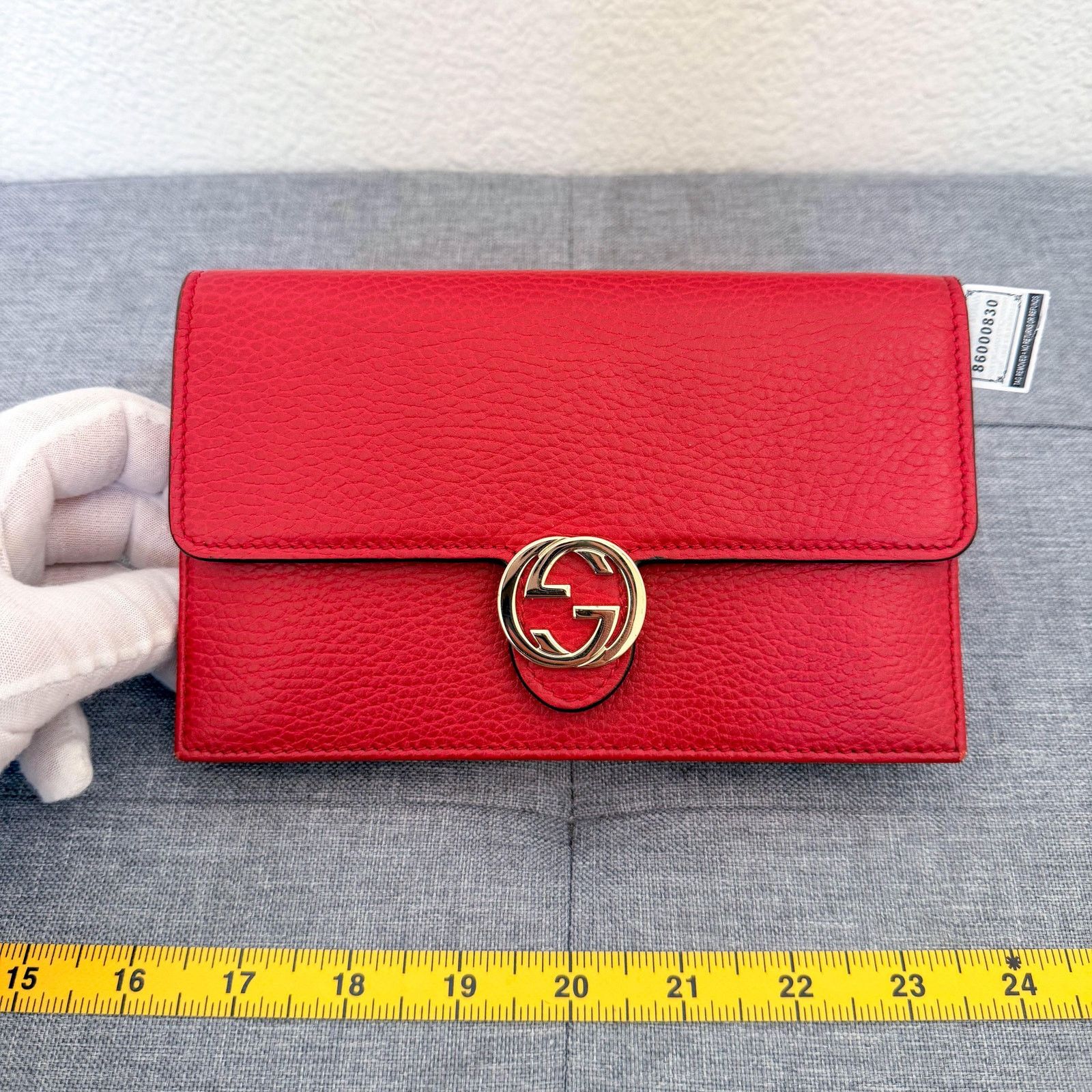 Gucci Gucci Red Leather Interlocking G Chain Bag Size ONE SIZE - 1 Thumbnail