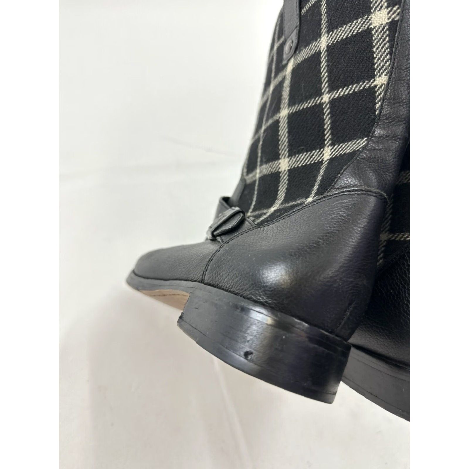Coach Coach Mackie Boots Women’s Mid-Calf Black 7.5 US Leather Wool Plaid Winter Womens Size US 7.5 / IT 37.5 - 6 Thumbnail