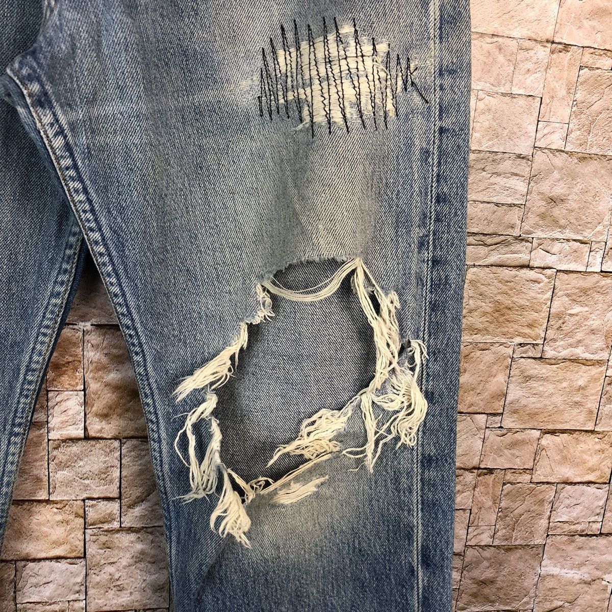 Levi's D 501 Levis patchwork ripped Distressed Denim Pants #A1013 Size US 32 / EU 48 - 12 Thumbnail