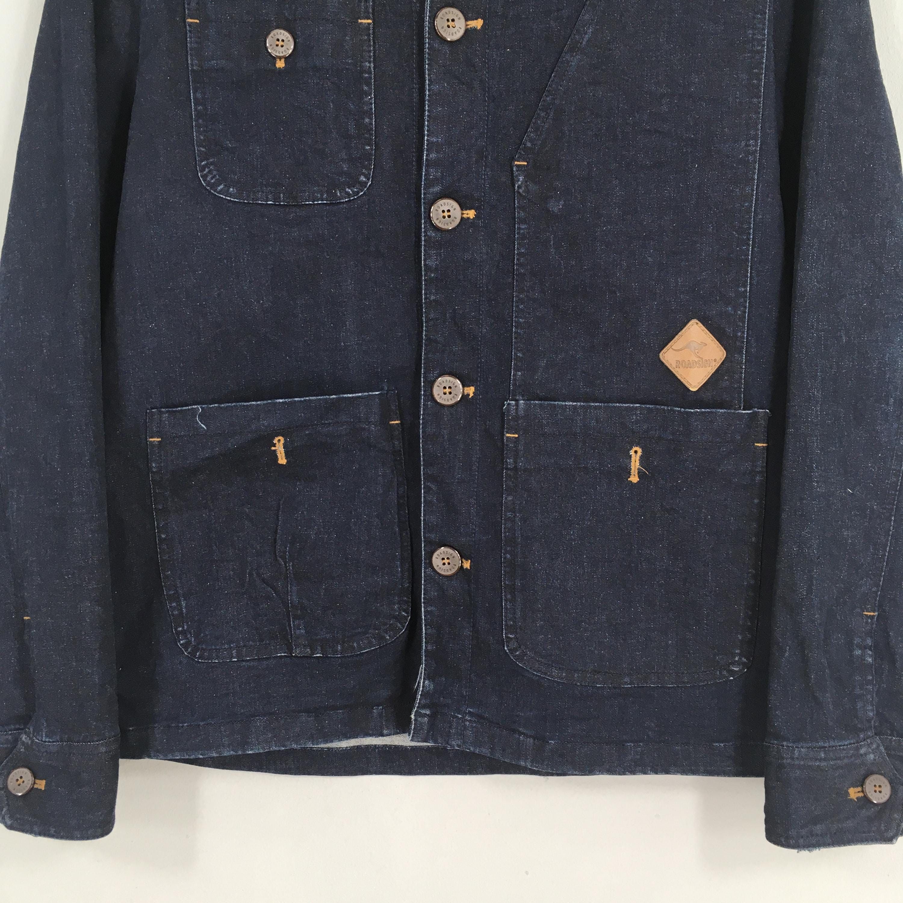 Le Mont Saint Michel 90s Indigo Blue Denim Workers Barn Field Jacket Large Size US L / EU 52-54 / 3 - 3 Thumbnail