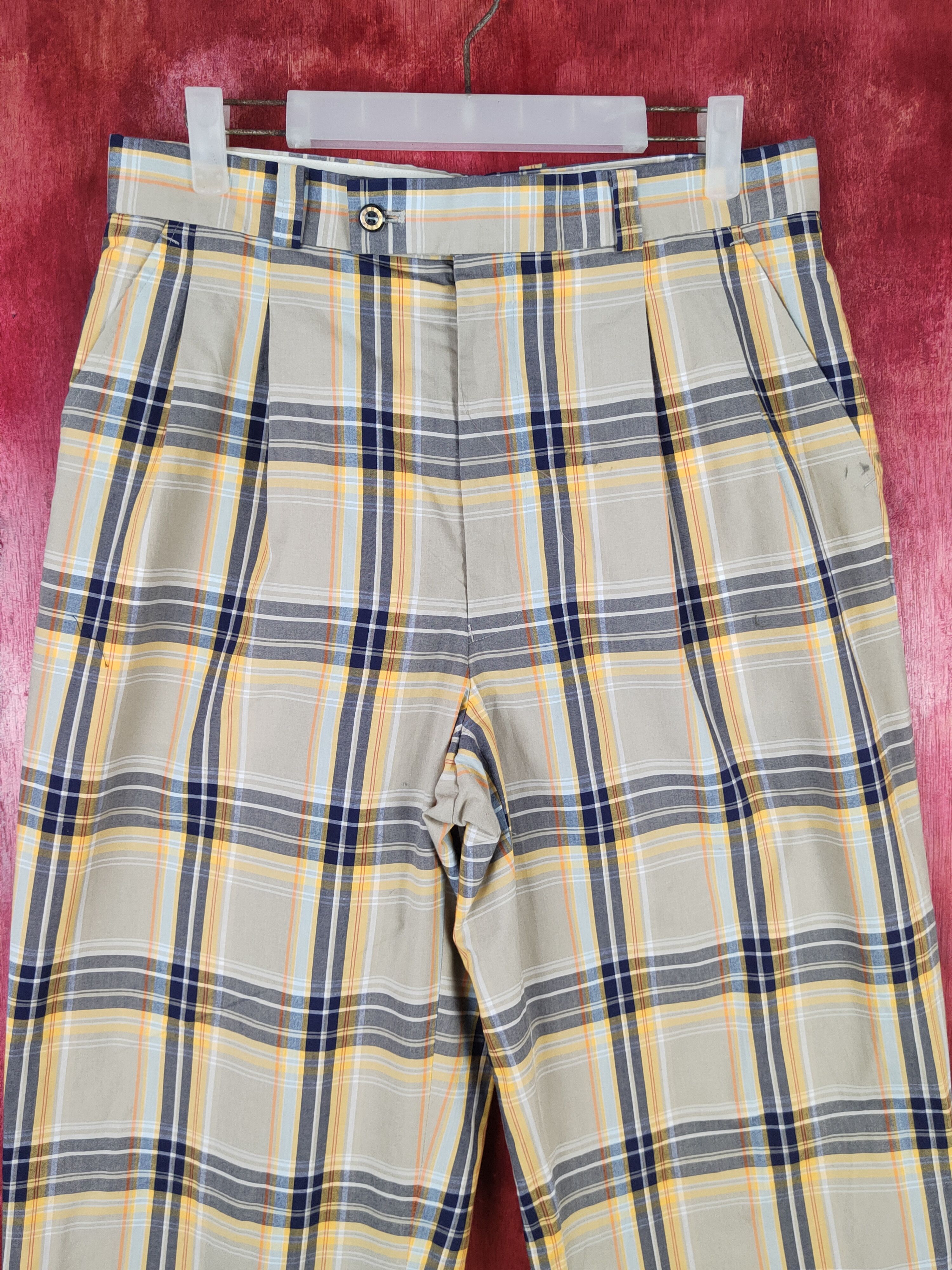 Kenzo Kenzo Golf Yellow Blue checkered Casual Pants #S1348 Size US 32 / EU 48 - 2 Thumbnail