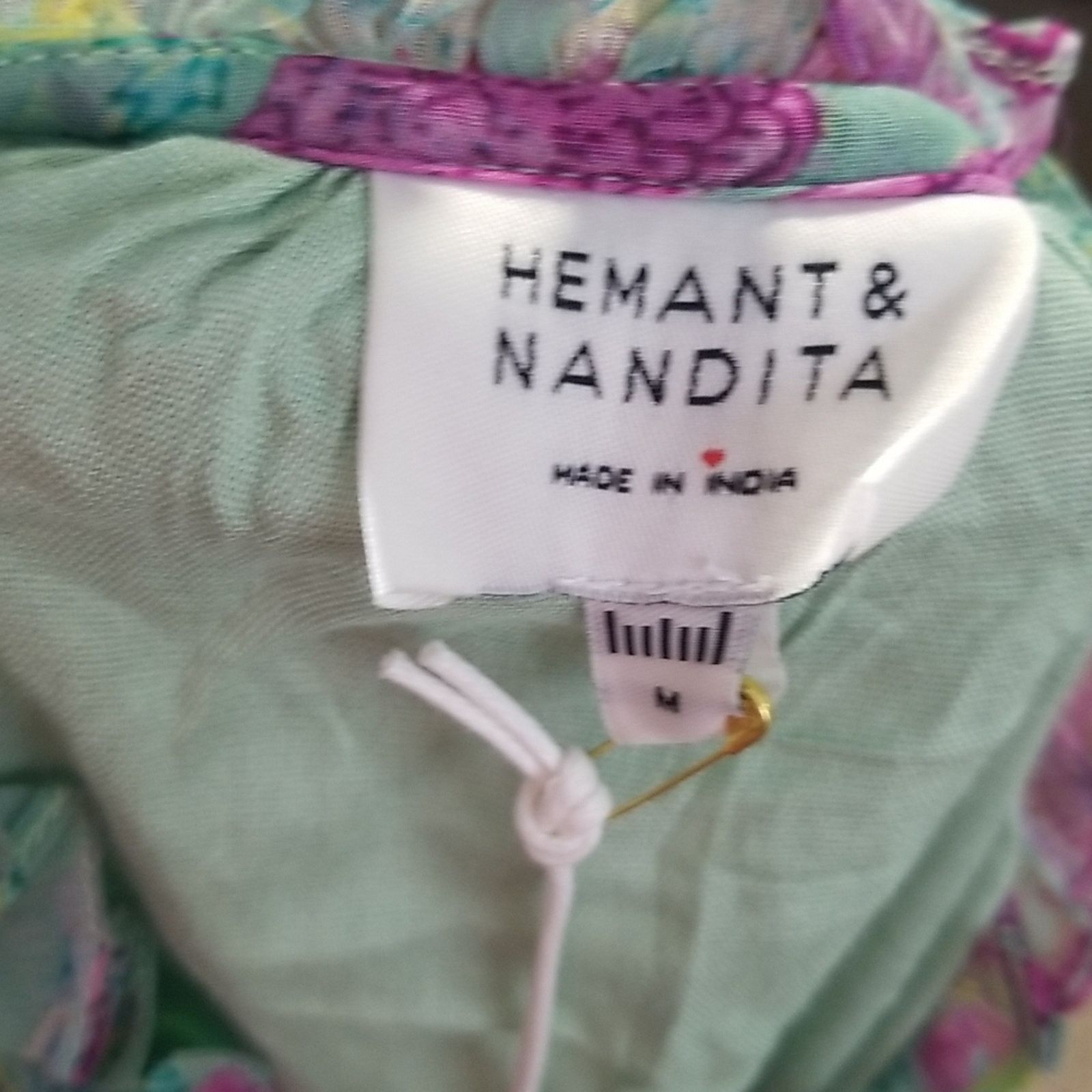 Hemant & Nandita NWT Hemant & Nandita Hera Long Green Floral Dress Size M / US 6-8 / IT 42-44 - 9 Thumbnail