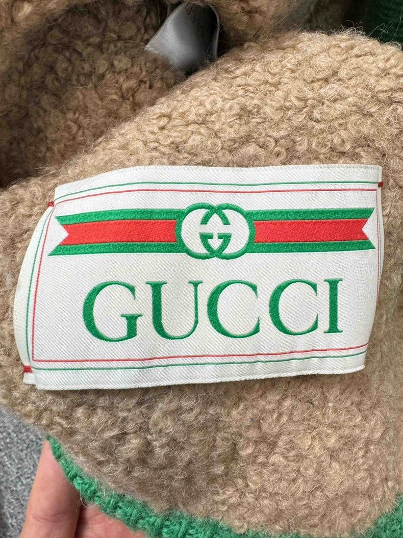 Gucci GucciWhite and green diamond pattern GG knitted thick plush Size US S / EU 44-46 / 1 - 6 Thumbnail