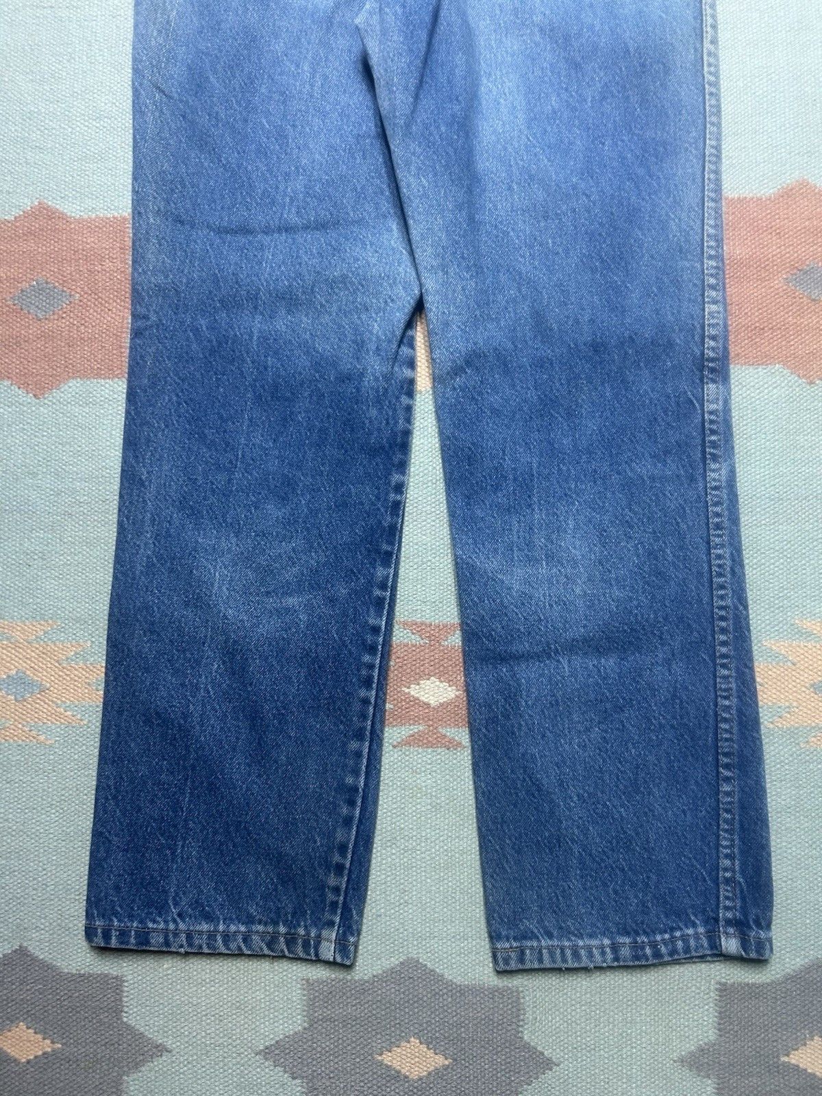 Vintage Vtg 70s rustler jeans faded whiskers straight USA made 30x29 Size US 30 / EU 46 - 7 Thumbnail