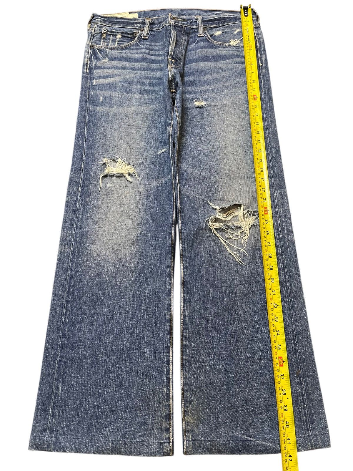 Abercrombie & Fitch Vintage Abercrombie & Fitch Blue Wash Distressed Baggy Jeans Size US 35 - 12 Thumbnail