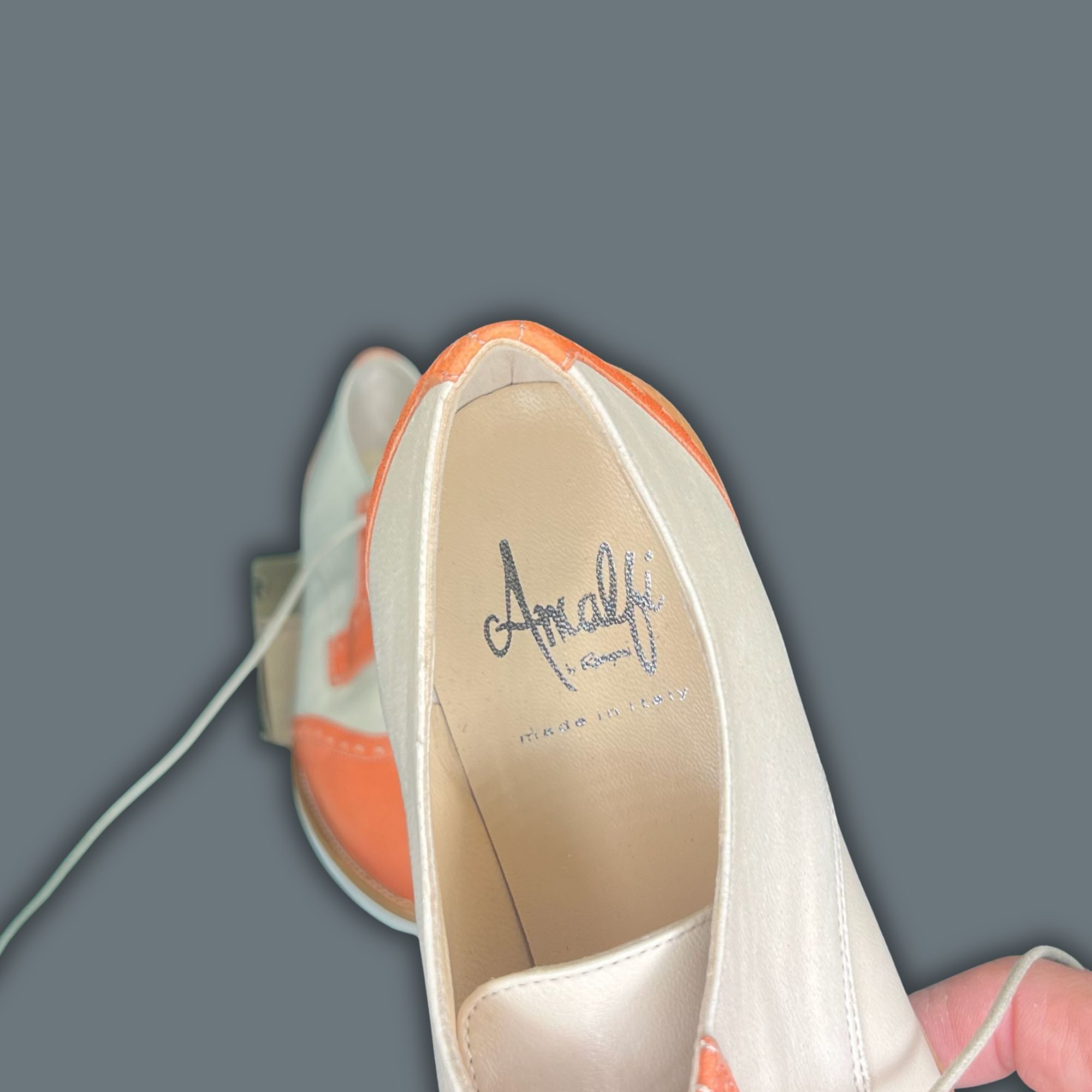 Other Amalfi Wingtip Oxford Shoes Orange & White Leather Men’s Dre Size US 6.5 / IT 36.5 - 7 Thumbnail