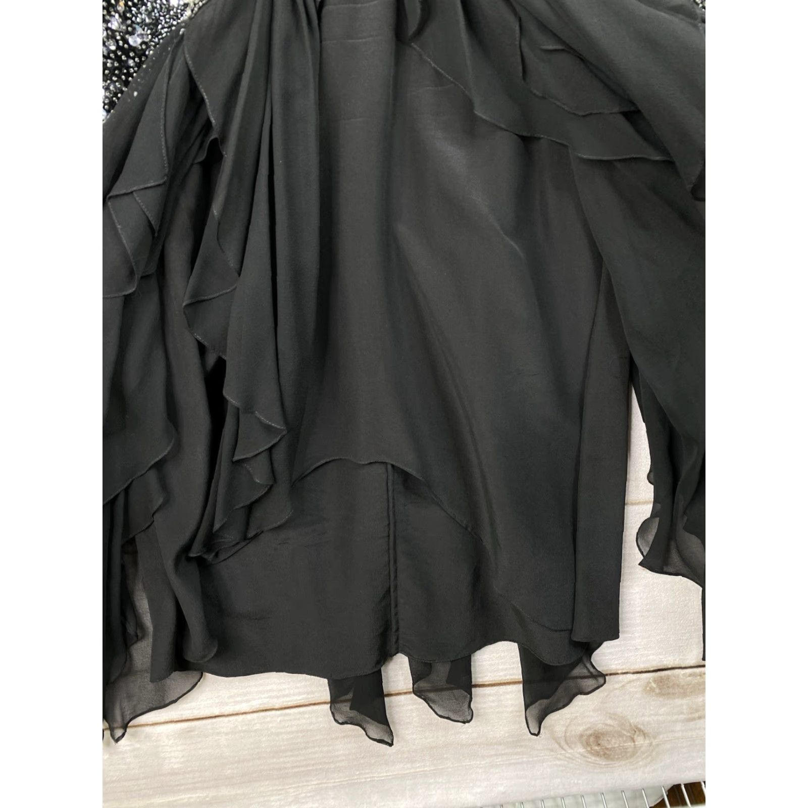 Vintage VINTAGE Black Tie Dress Woman Long Silk Beaded Sequins 100% Silk 80s 90s Formal Party Ball Gown Sz 8 Womens Size M / US 6-8 / IT 42-44 - 4 Thumbnail