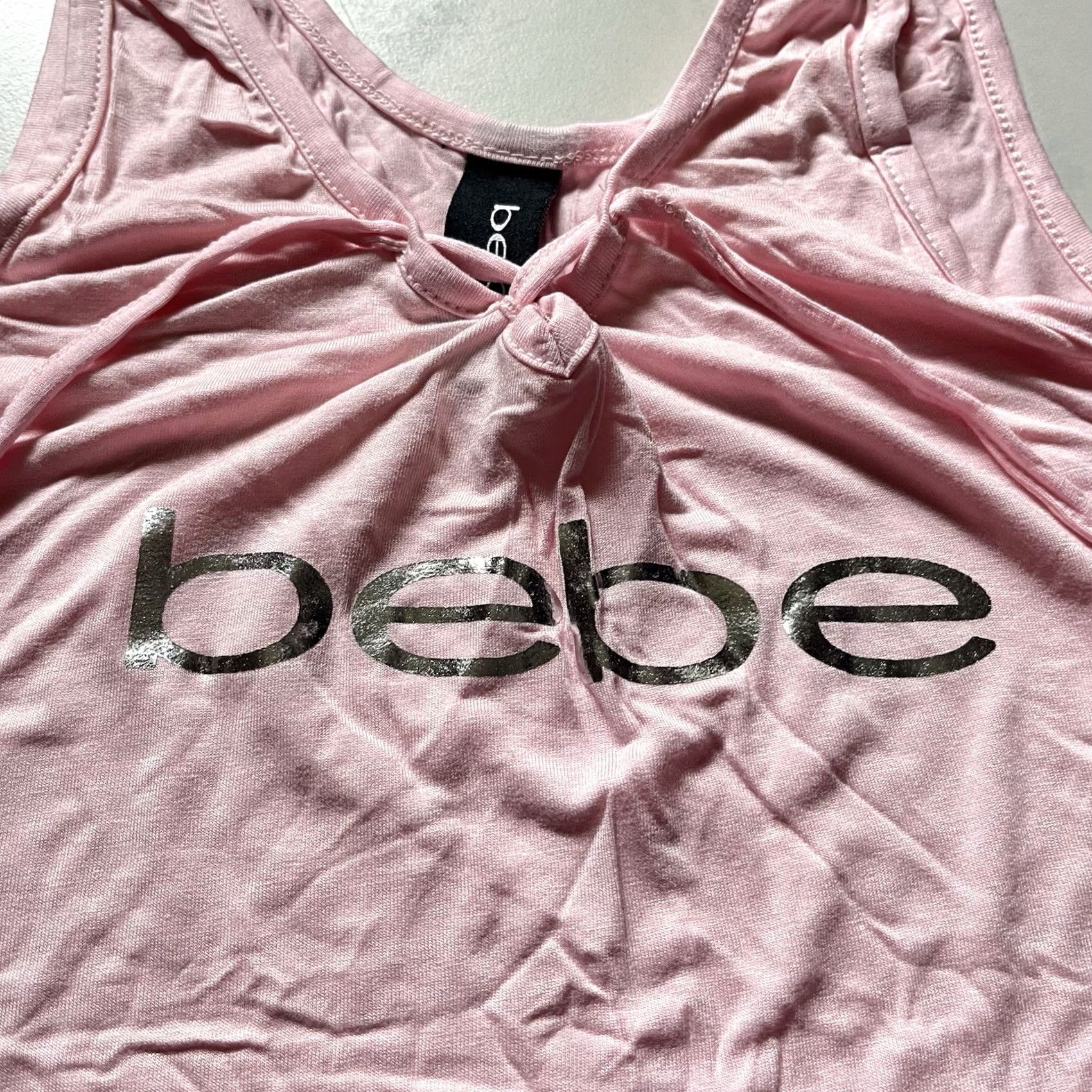 Bebe Bebe Tank Top Medium Pink Womens Stretch Fit Sleeveless V-Neck Pullover Cotton Spandex Easy Care 4 Seasons Regular Size M Size M / US 6-8 / IT 42-44 - 3 Thumbnail